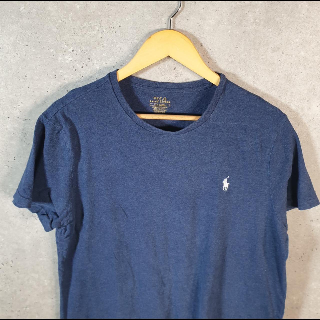 Vintage Ralph Lauren Polo T Shirt Men’s Large Blue Embroidered Pony Custom Slim Fit C9034