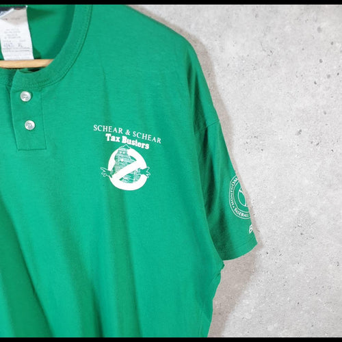 Vintage Bike Schear Tax busters 90s USA Single Stitch T Shirt Men’s XL Green
