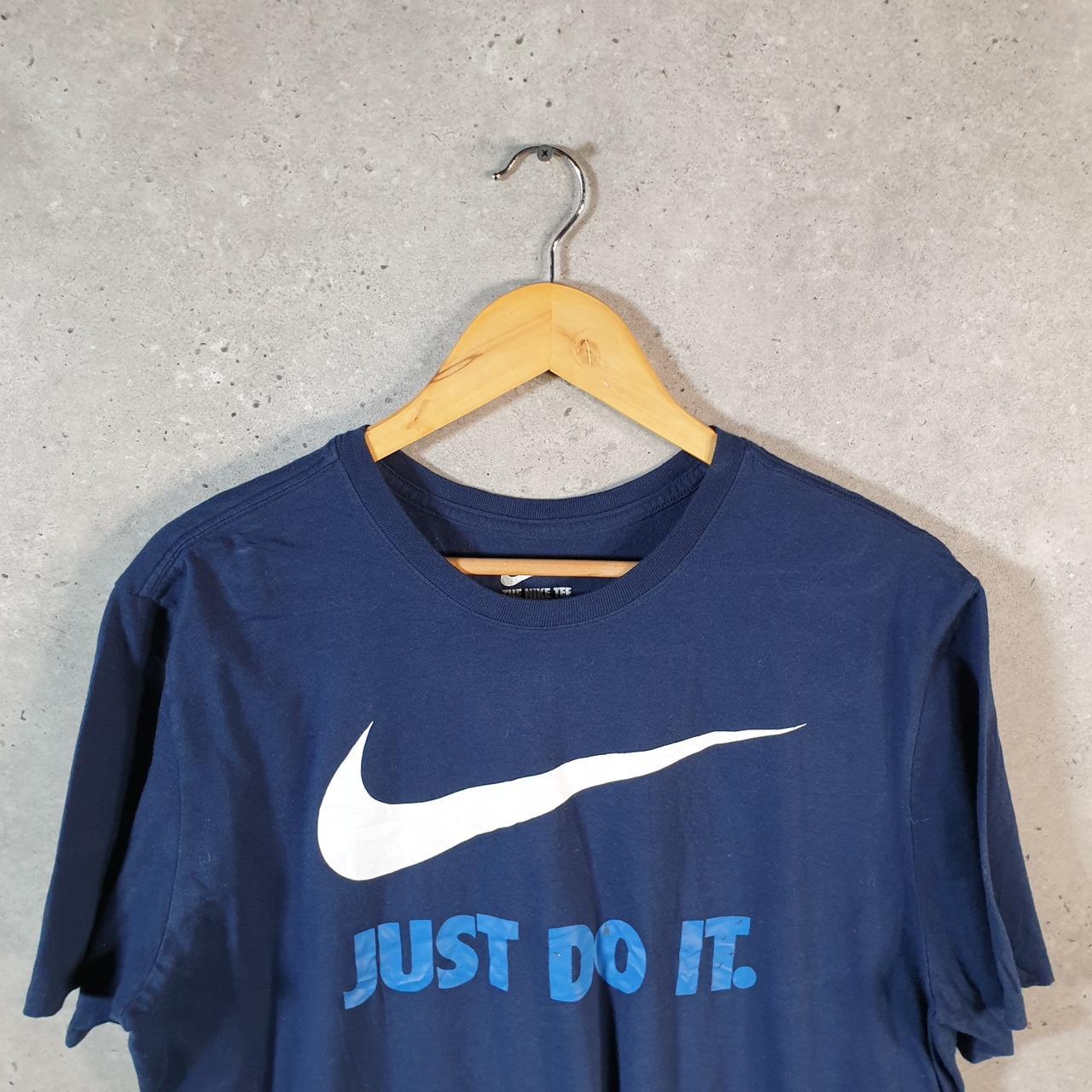 Vintage Nike T Shirt Men’s XL Blue Printed Single Swoosh Logo Athletic C8276