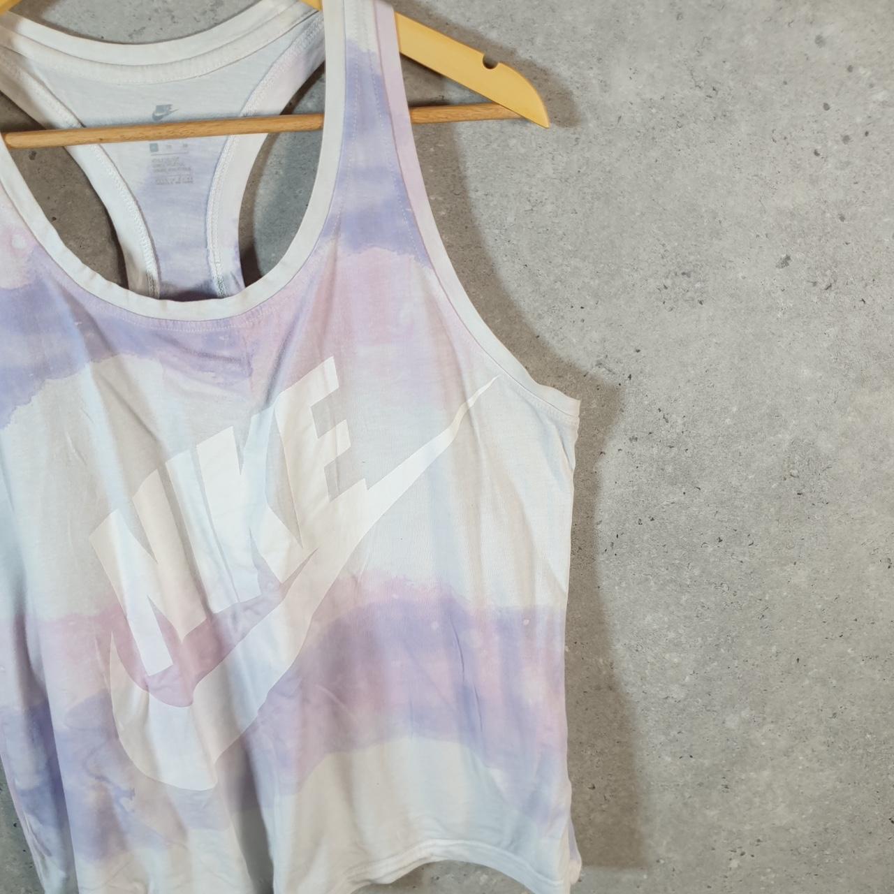 Vintage Nike Tie Dye Sports Vest Womens XL White Purple Logo Swoosh Athletic