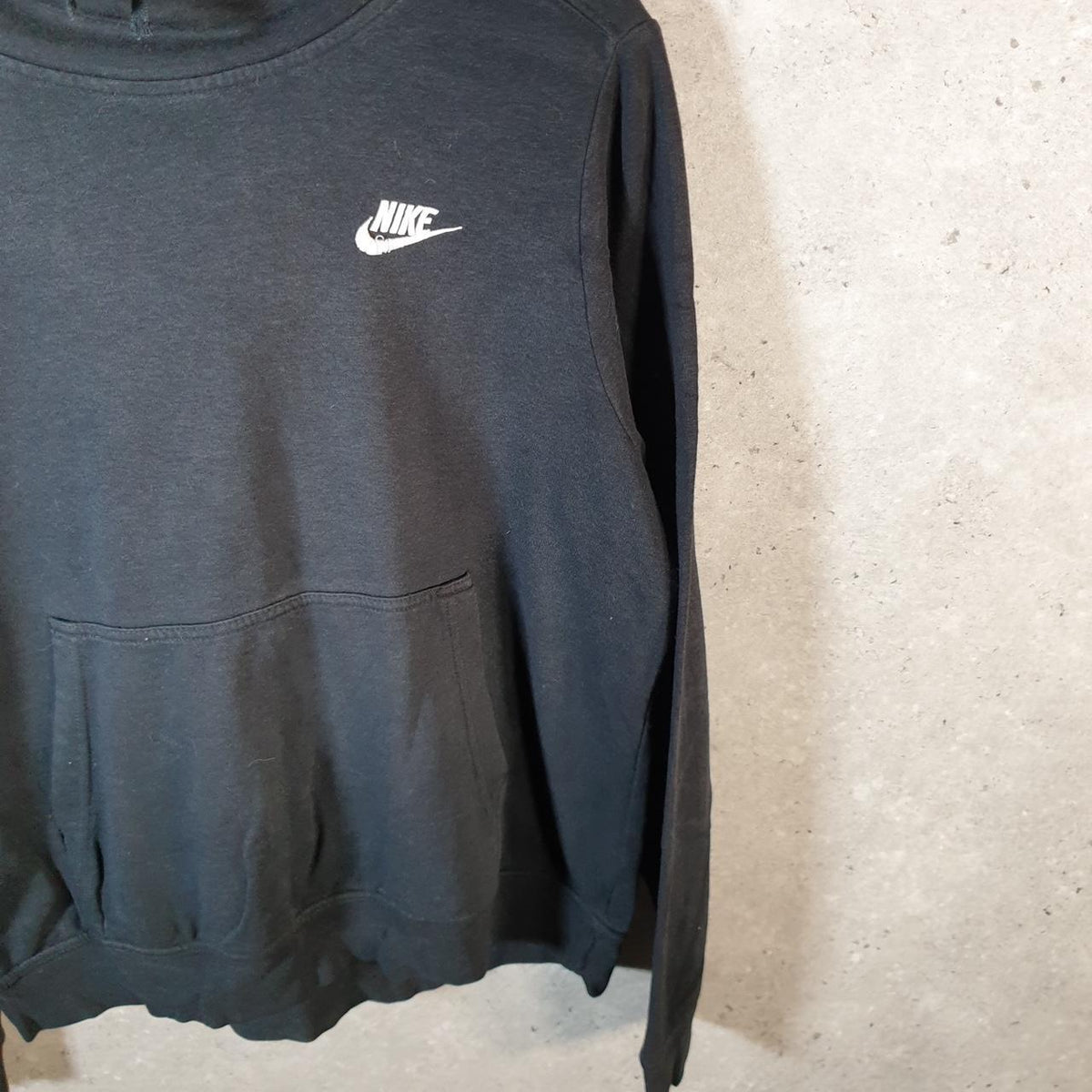 Vintage Nike Club Hoodie Womens Medium Black Swoosh Y2K Pullover