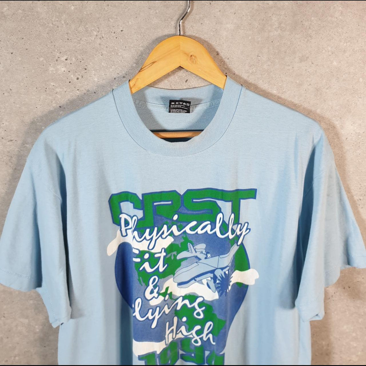 Vintage Fruit of the Loom CRST Flying High 1994 USA Single Stitch T Shirt Men’s XL Blue C8384