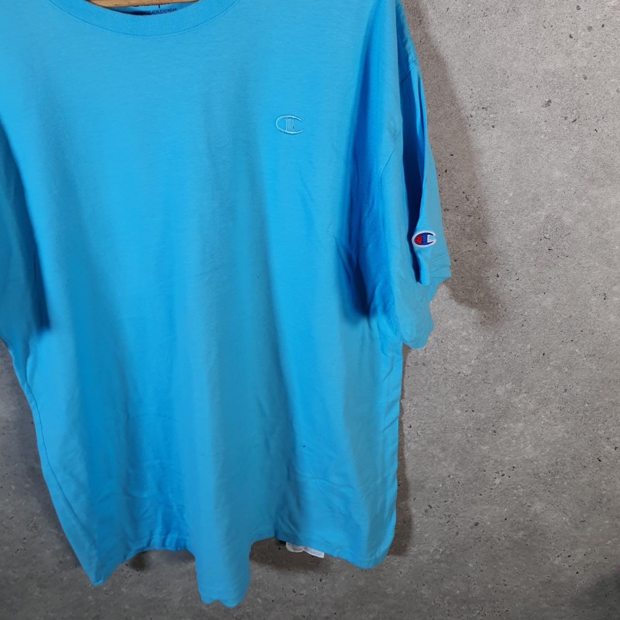 Vintage Champion Spellout Embroidered T Shirt Men’s XL Blue Casual Blank Athletic