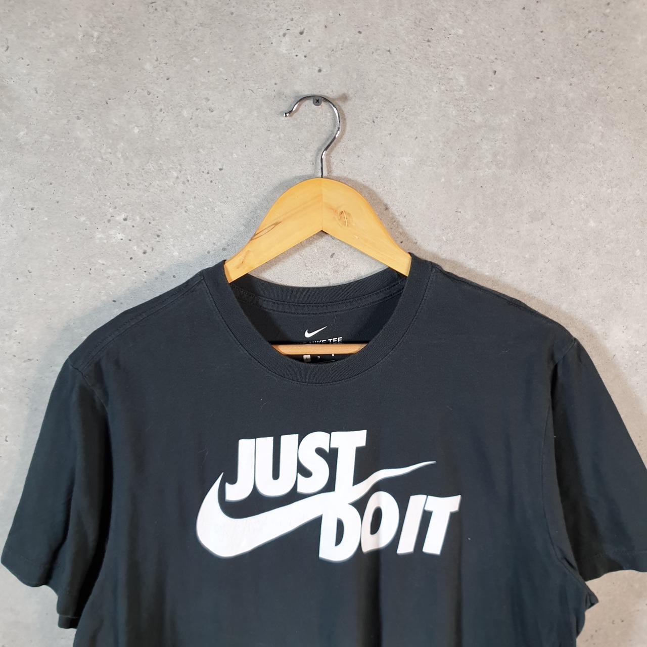 Vintage Nike Just Do It T Shirt Men’s Large Black Printed Single Swoosh Logo Athletic C8257
