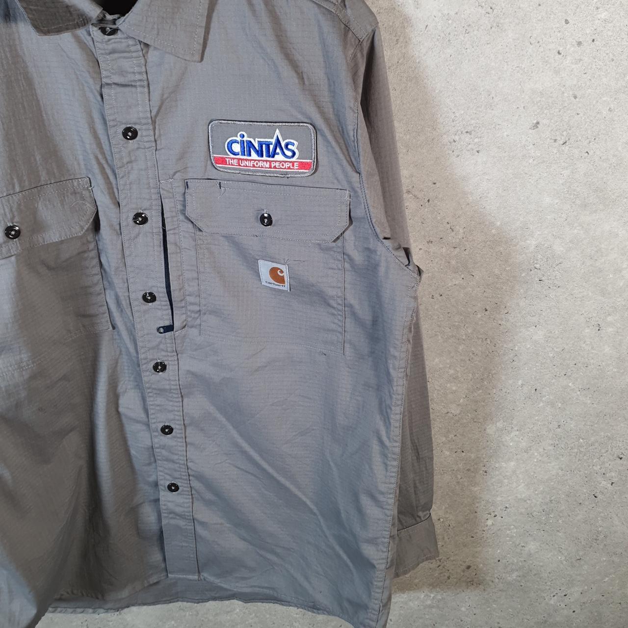 Vintage Carhartt Shirt Button Down Mens Medium Grey Long Sleeve Utility Relaxed Fit