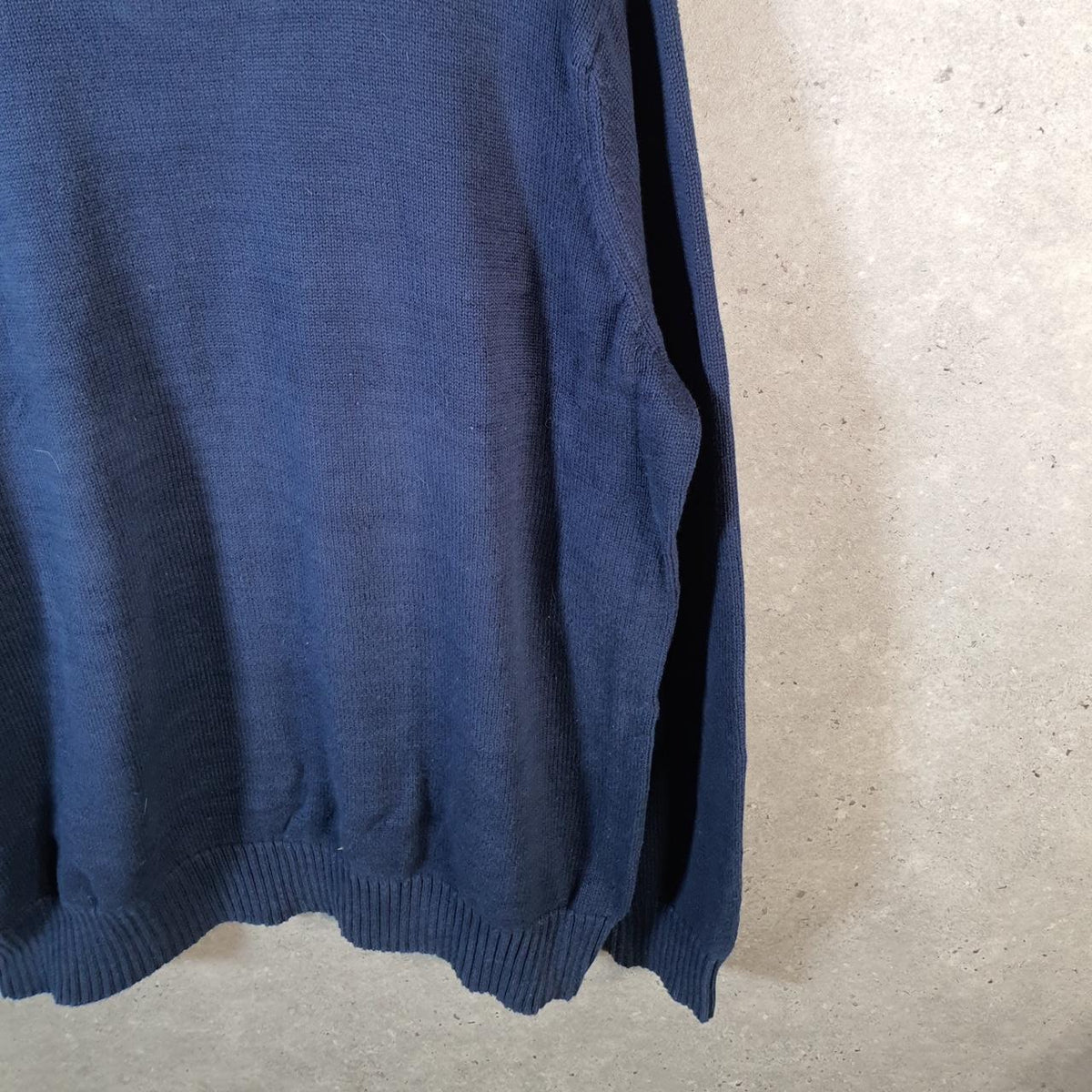 Vintage Eddie Bauer Knit Sweater Men’s Large Navy Blue Y2K Pullover