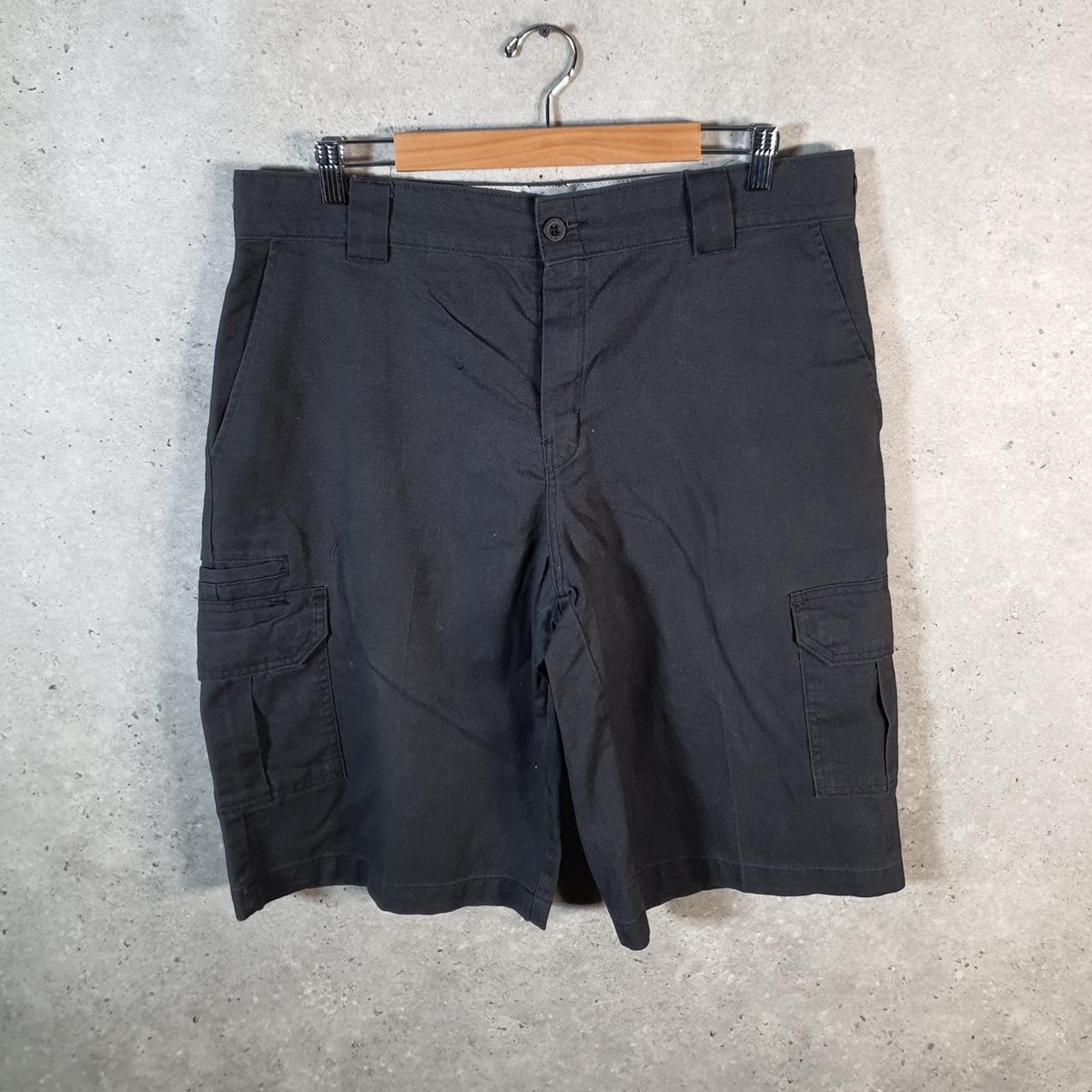Vintage Dickies Baggy Chino Shorts Jorts Cargo Mens W36 Black Relaxed Fit