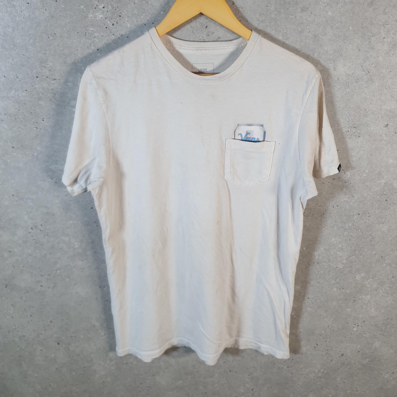 Vintage Vans Off the Wall Beer USA Flag T Shirt Men’s Medium White Custom Fit Casual