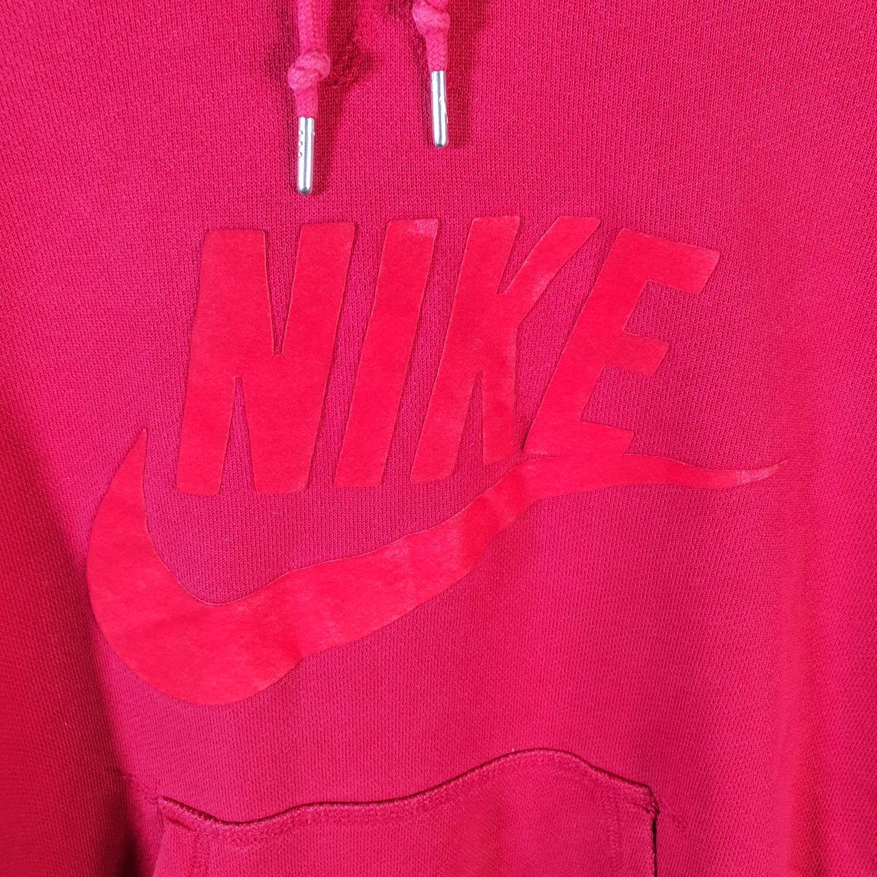 Vintage Nike 90s Club Hoodie Womens Medium Red Swoosh Y2K Pullover Logo