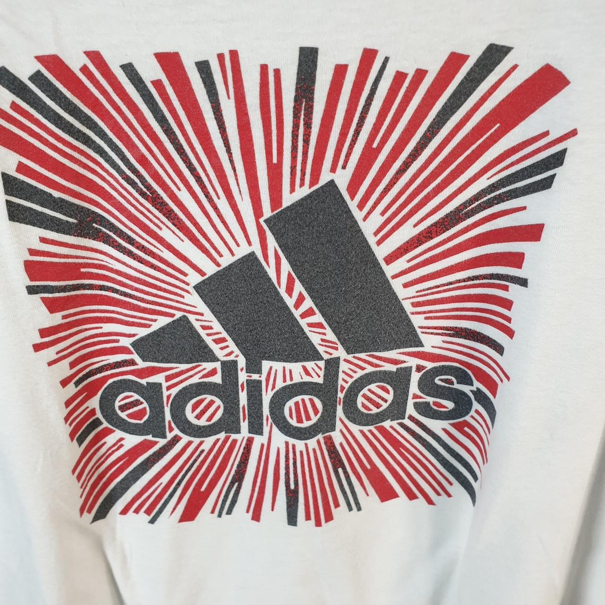 Vintage Adidas Spellout T Shirt Womens Large White Three Stripes Logo Athletic