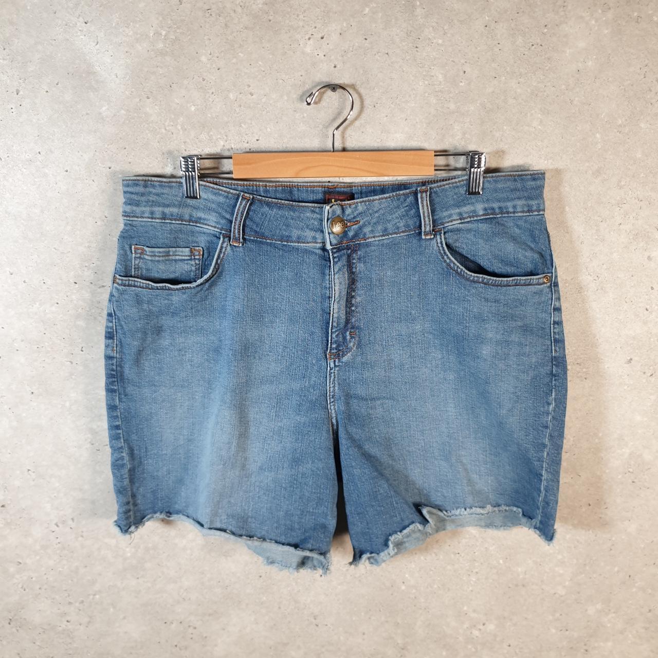 Vintage Lee Baggy Shorts Jorts Cargo Womens W38 Blue Relaxed Denim