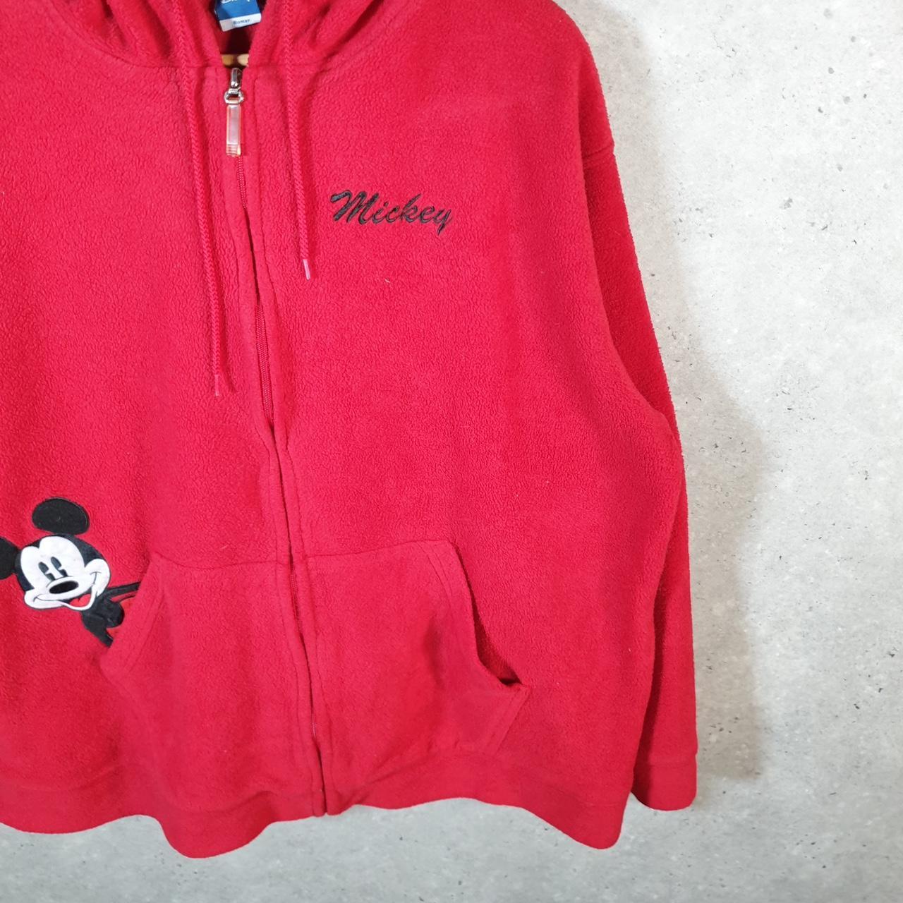 Disney Mickey Mouse Fleece Full zip Hoodie Womens 2XL Red Embroidered Logo
