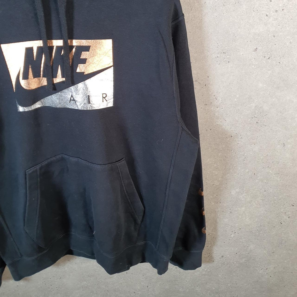 Vintage Nike Air Hoodie Mens Large Black Swoosh Y2K Pullover Logo