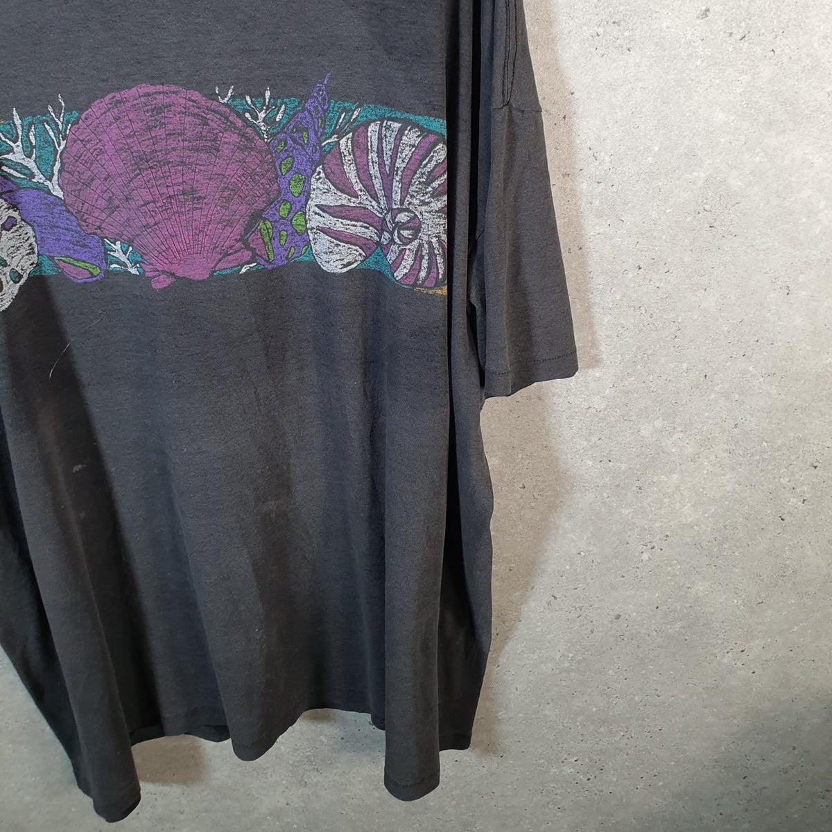Vintage Platinum Plus Sea Shells Horse 90s USA Single Stitch T Shirt Men’s 3XL Black