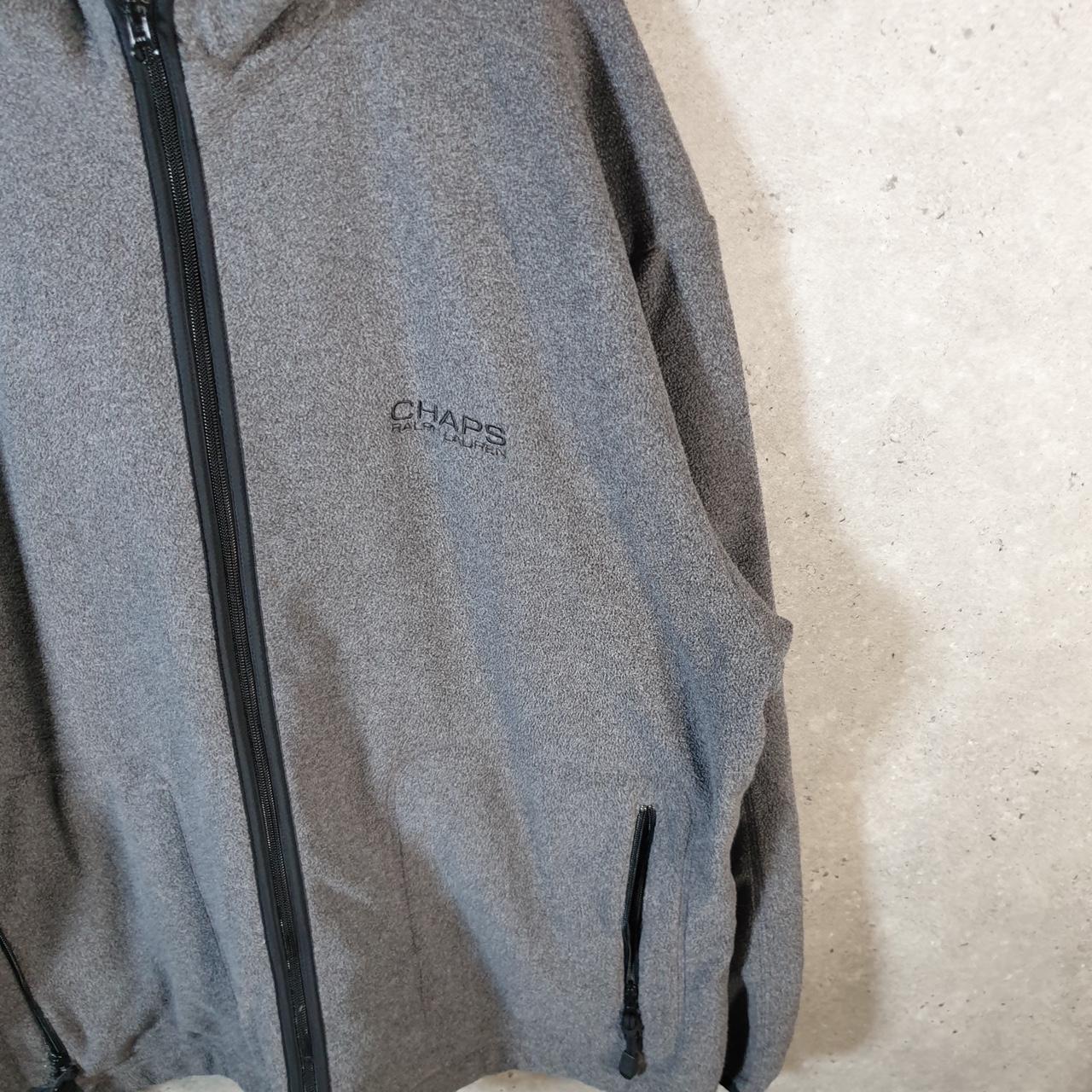 Vintage Chaps Ralph Lauren Full Zip Fleece Sweatshirt Mens 2XL Grey Logo Winter
