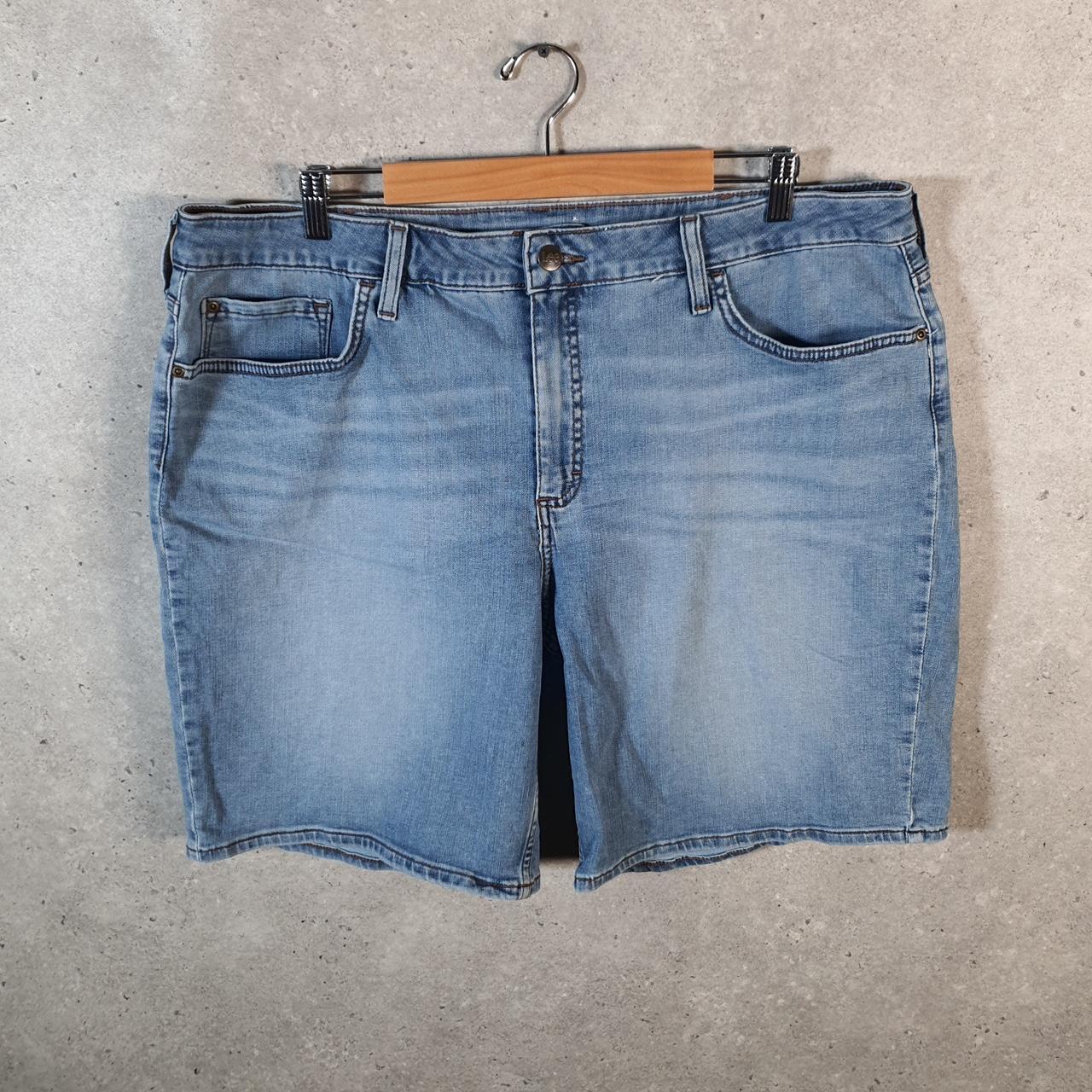 Vintage Lee Baggy Shorts Jorts Cargo Womens W40 Blue Denim Relaxed Cargo