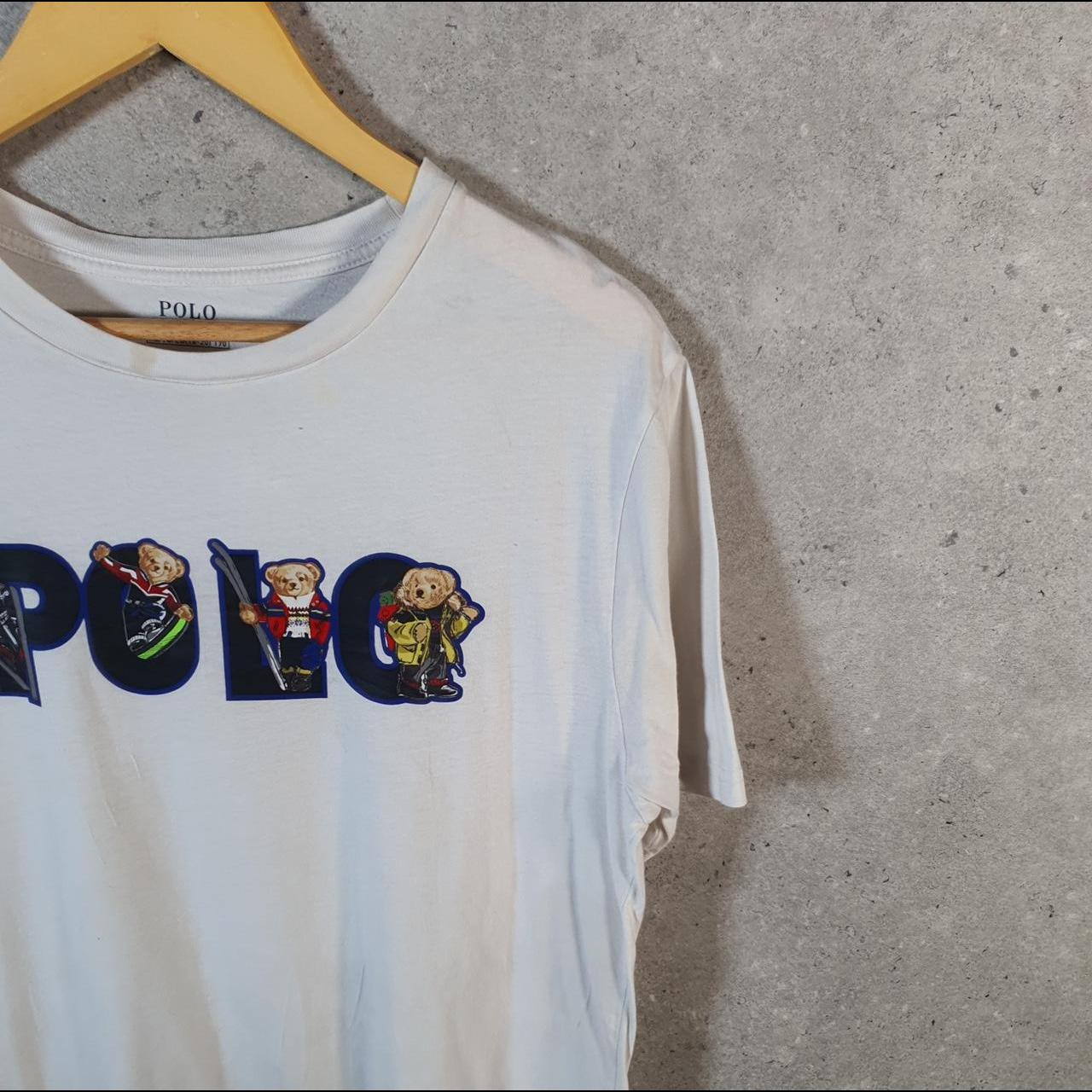 Vintage Ralph Lauren Polo Bear Spellout T Shirt Womens XL Grey Classic Fit Pony