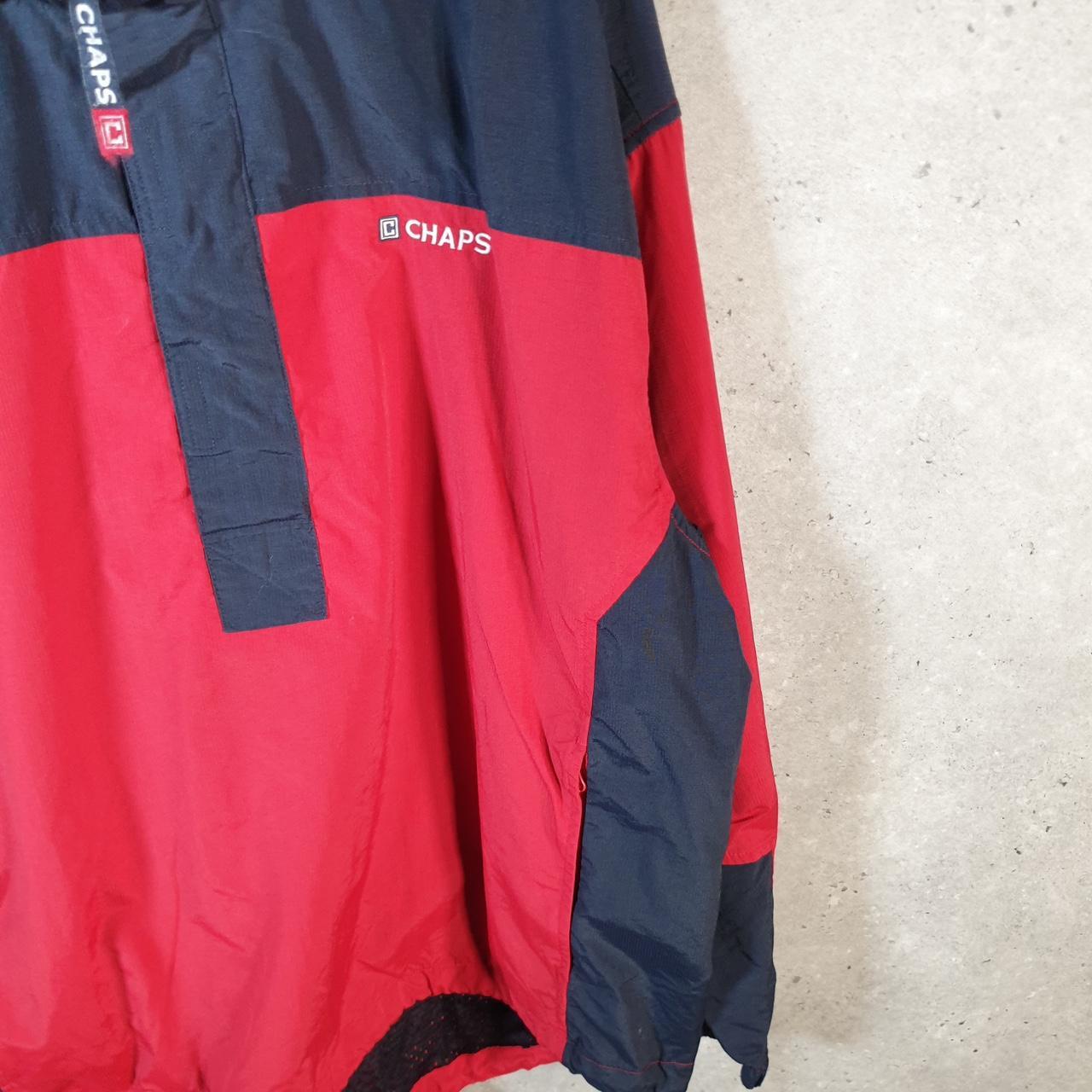 Vintage Chaps Ralph Lauren Windbreaker Track Jacket Mens Large Red Logo 1/4 Zip Hooded