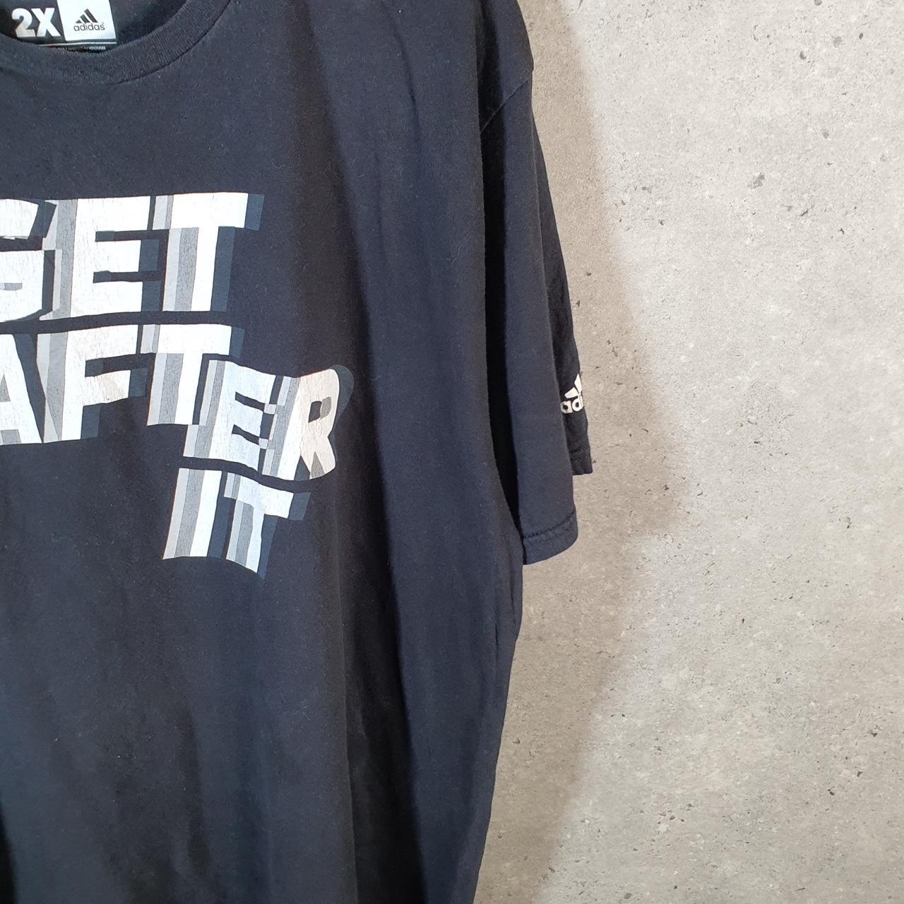 Vintage Adidas Get After It T Shirt Men’s 2XL Black Three Stripes Logo Athletic