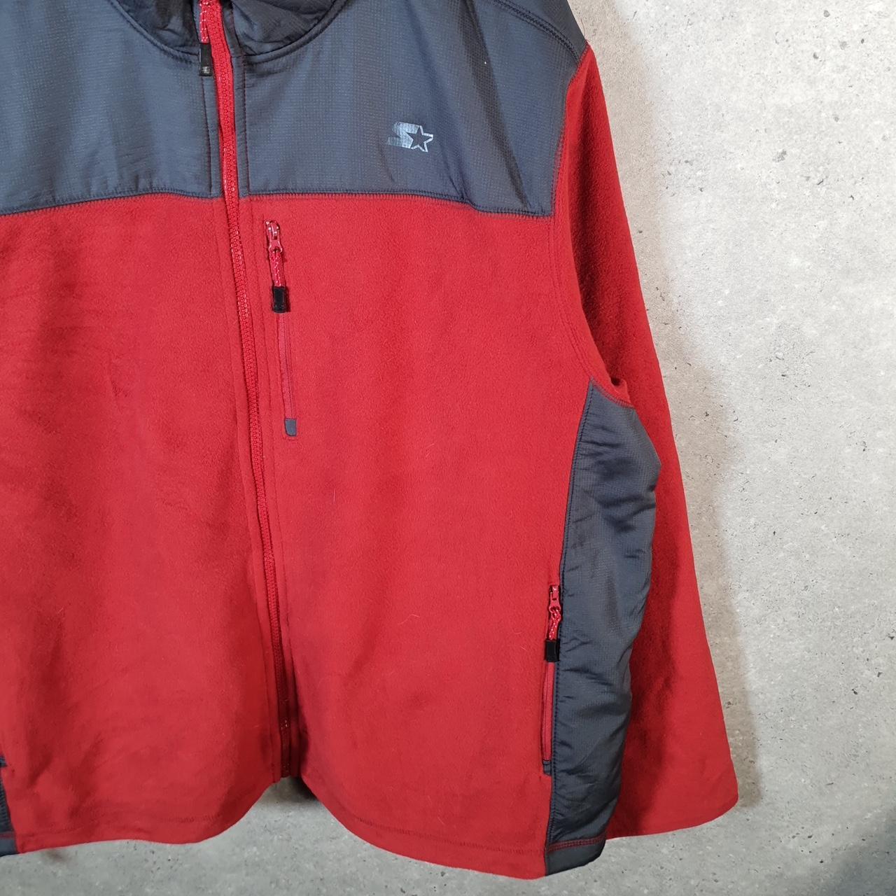 Vintage Starter Fleece Sweatshirt Jacket Mens XL Red Full Zip Embroidered Logo