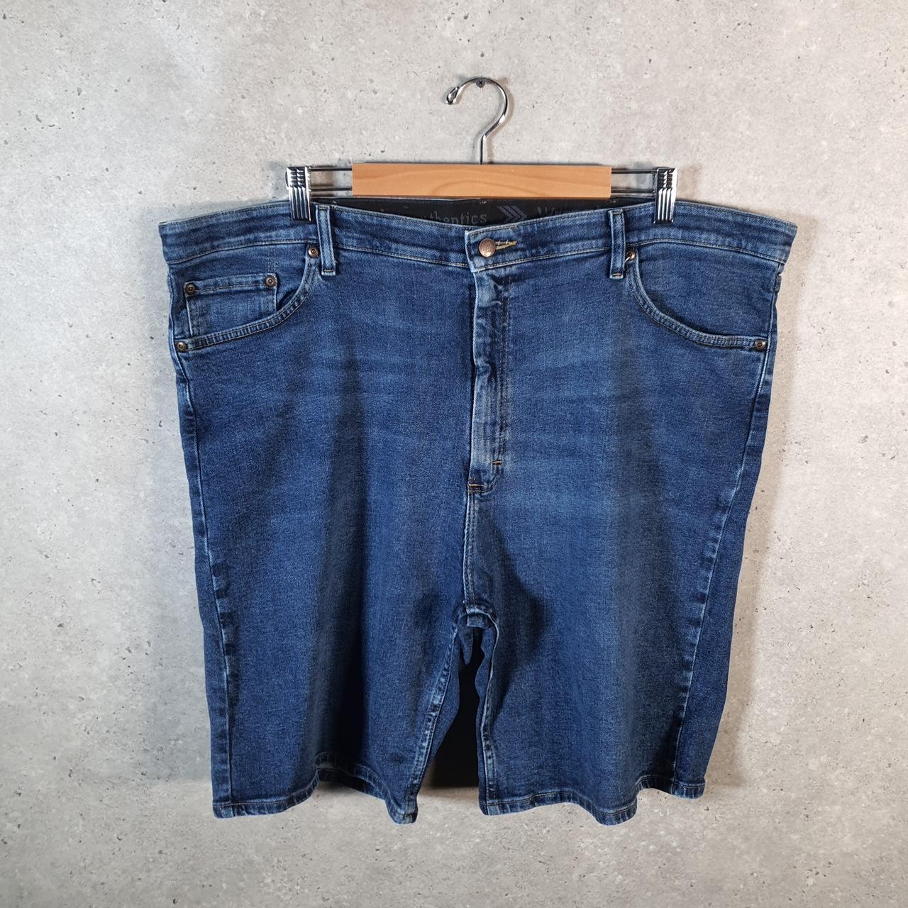 Vintage Wrangler Denim Shorts Jorts Cargo Men’s W42 Relaxed Blue Baggy Cotton