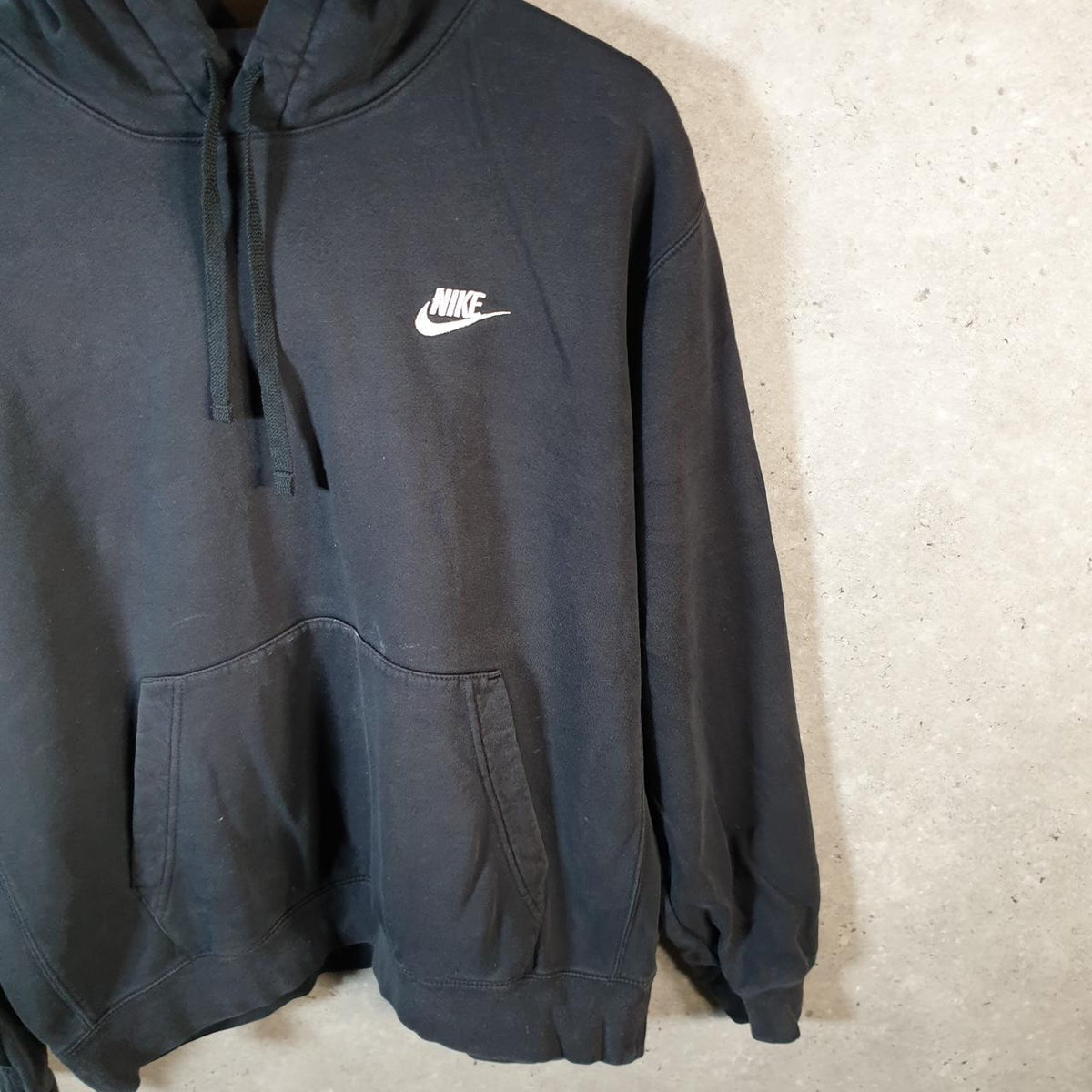 Vintage Nike Club Embroidered Hoodie Men’s Large Black Swoosh Y2K Pullover