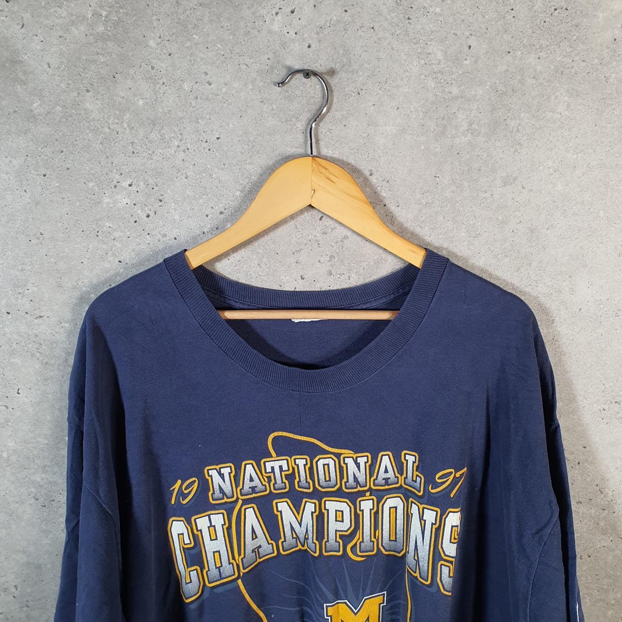 Vintage Michigan 1991 NFL Champions Graphic USA Single Stitch T Shirt Men’s XL Blue Big Fish Vintage