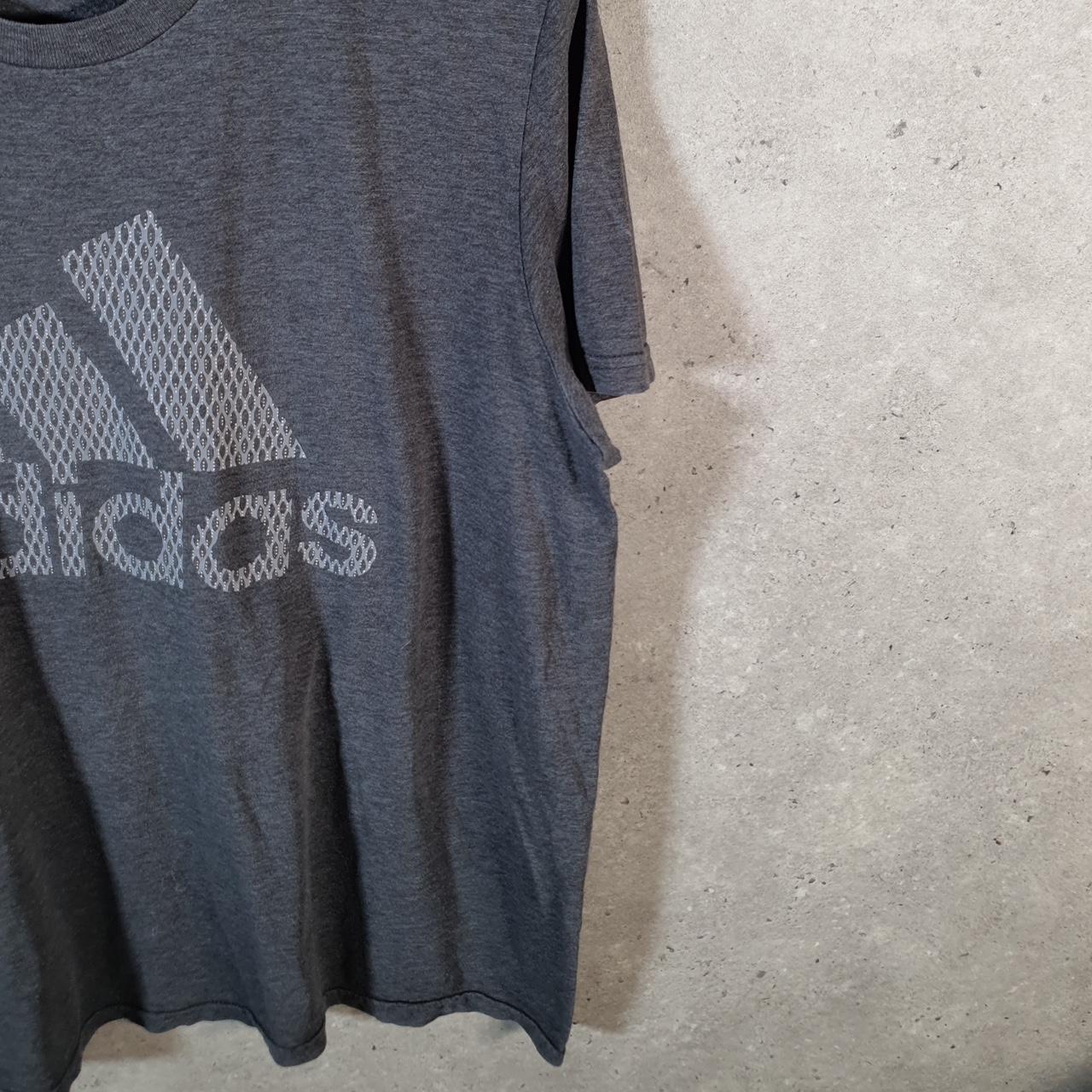 Vintage Adidas Amplifier Retro T Shirt Men’s Large Grey Three Stripes Logo