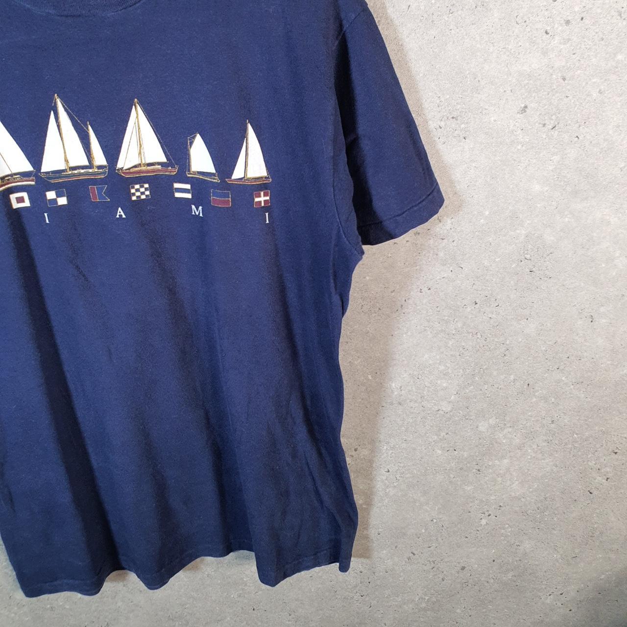 Vintage Hanes Miami Sailing 90s USA Single Stitch T Shirt Men’s Medium Navy Blue