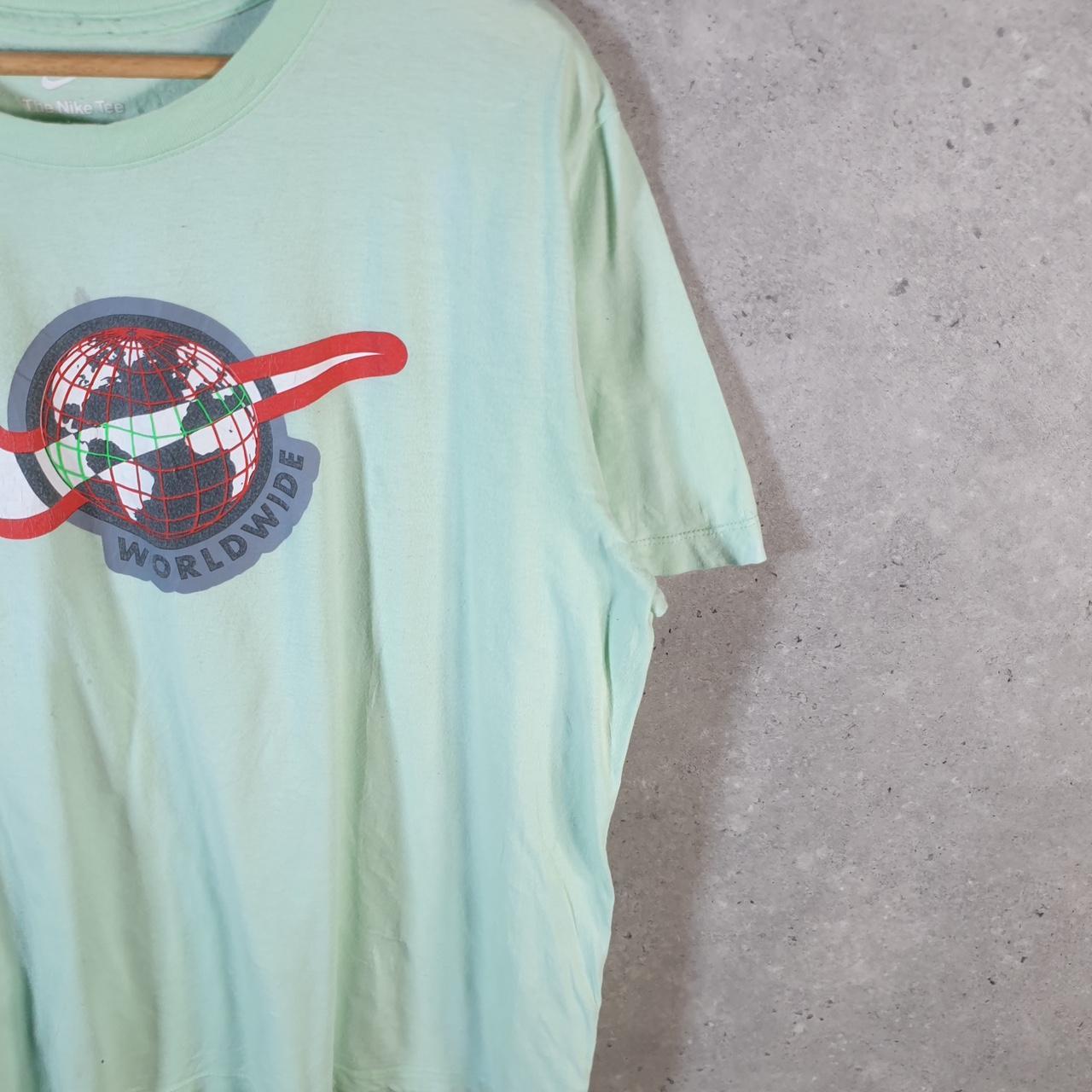 Vintage Nike Worldwide Spellout T Shirt Men’s Large Blue Logo Swoosh Athletic