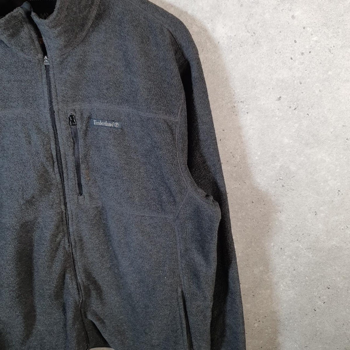 Vintage Timerland Teddy Fleece Sweatshirt Mens Large Full Zip Black Logo Winter