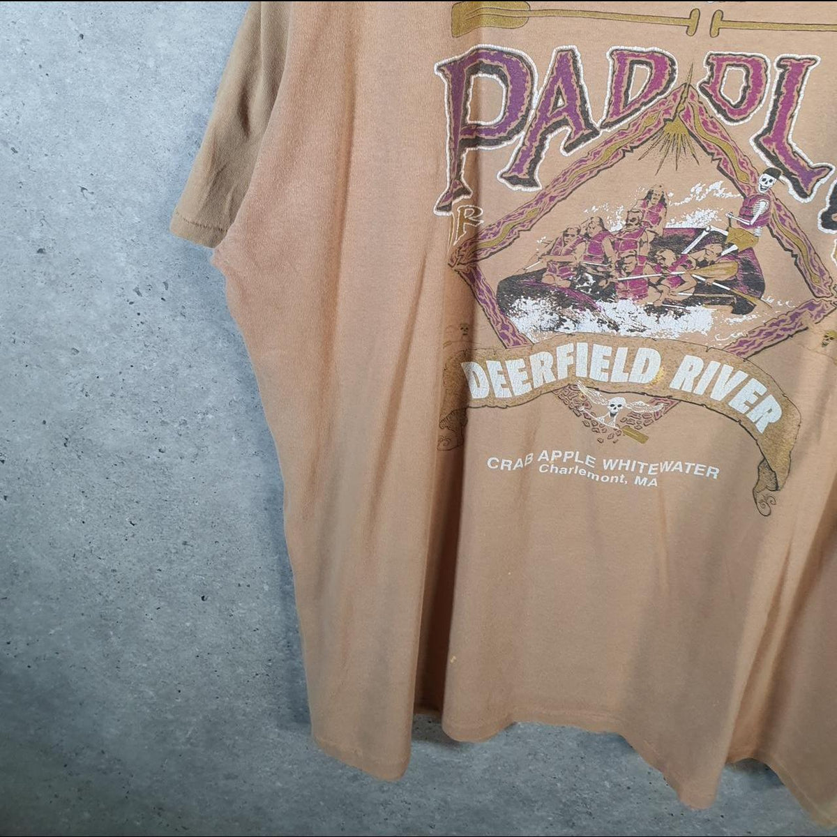 Vintage Paddle Deerfield River Charlemont MA 90s USA Single Stitch T Shirt Men’s XL brown