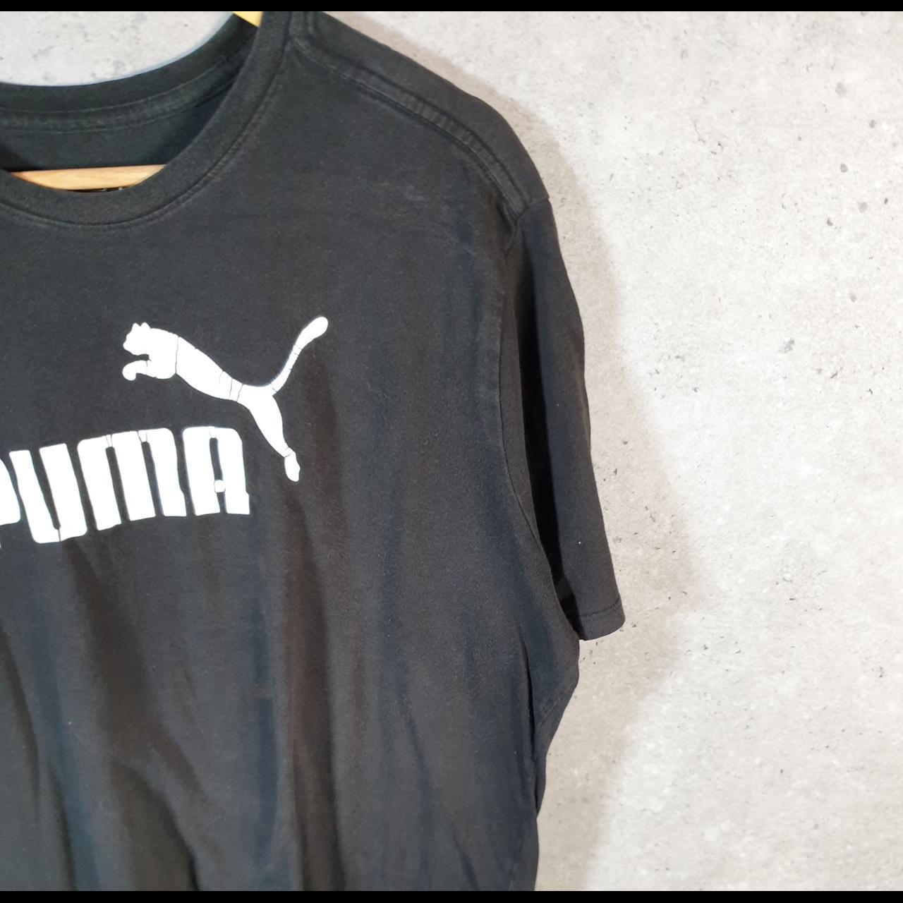 Vintage Puma Spellout T Shirt Mens Large Black sports Logo Athletic