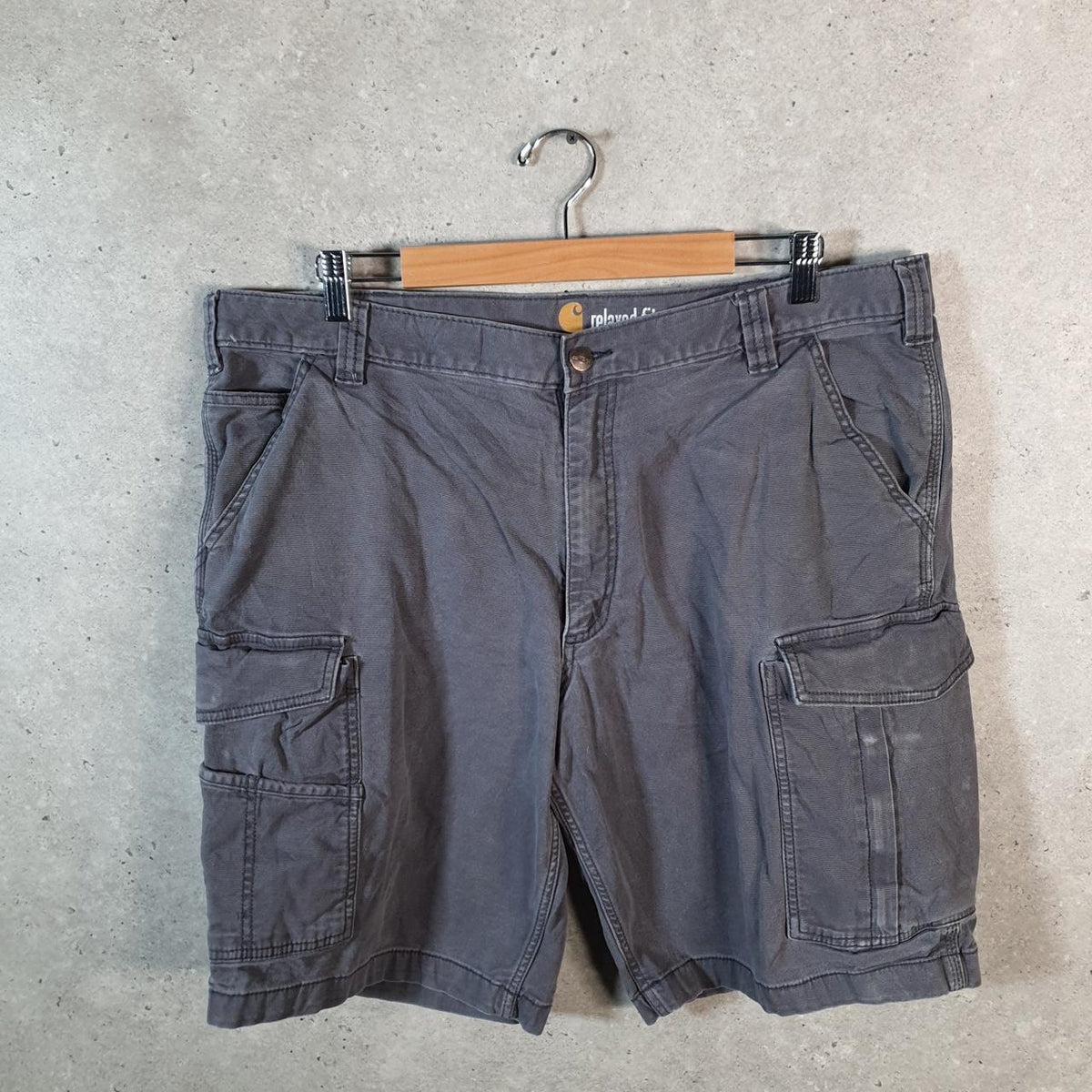 Vintage Carhartt Baggy Carpenter Shorts Jorts Cargo Men’s W40 Grey Relaxed Fit Workwear Big Fish Vintage