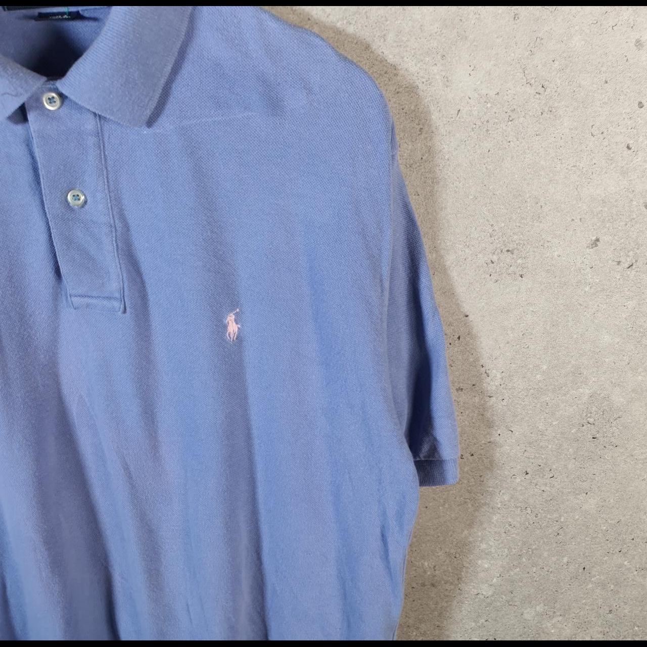 Vintage Ralph Lauren Polo Shirt Men’s Medium Blue Custom Fit Cotton Embroidered Pony