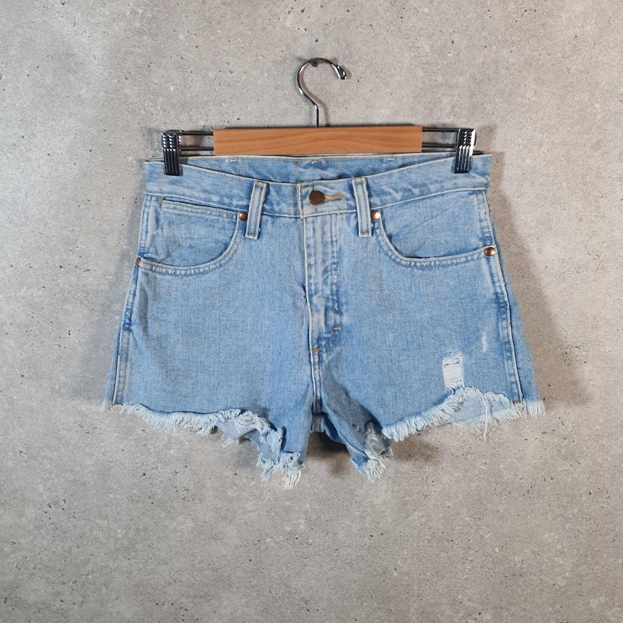 Vintage Wrangler Cut Short Baggy Shorts Jorts Cargo Womens W30 Blue Relaxed Denim
