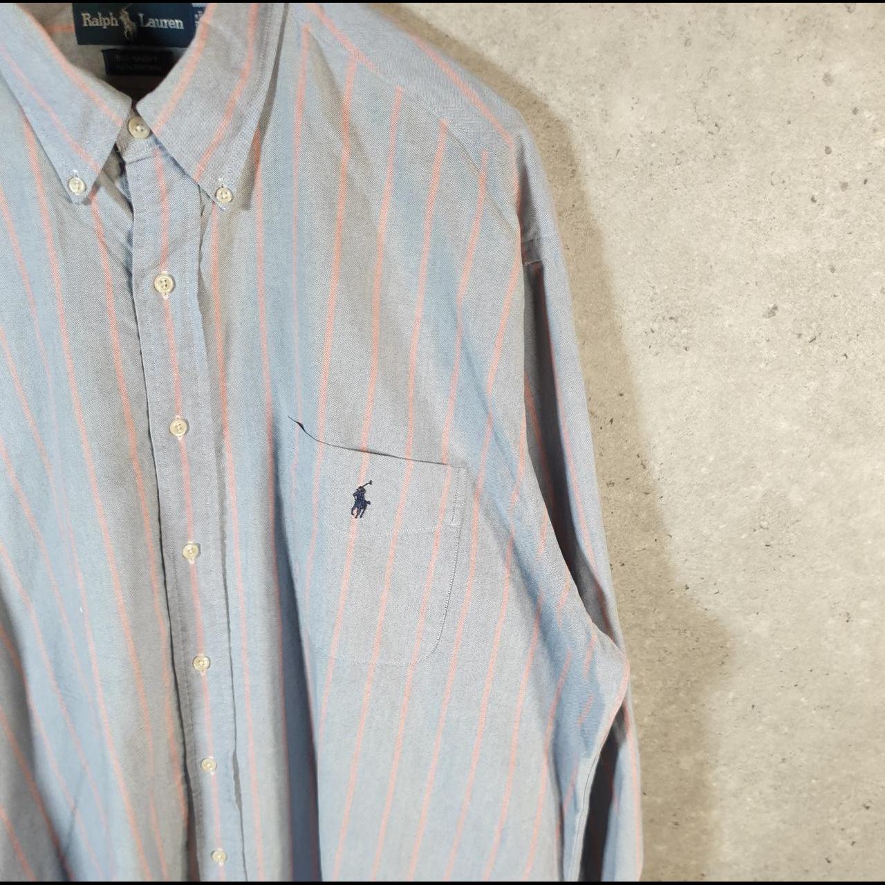 Vintage Ralph Lauren Button Down Shirt Men’s XL Blue Striped The Big Shirt Pony