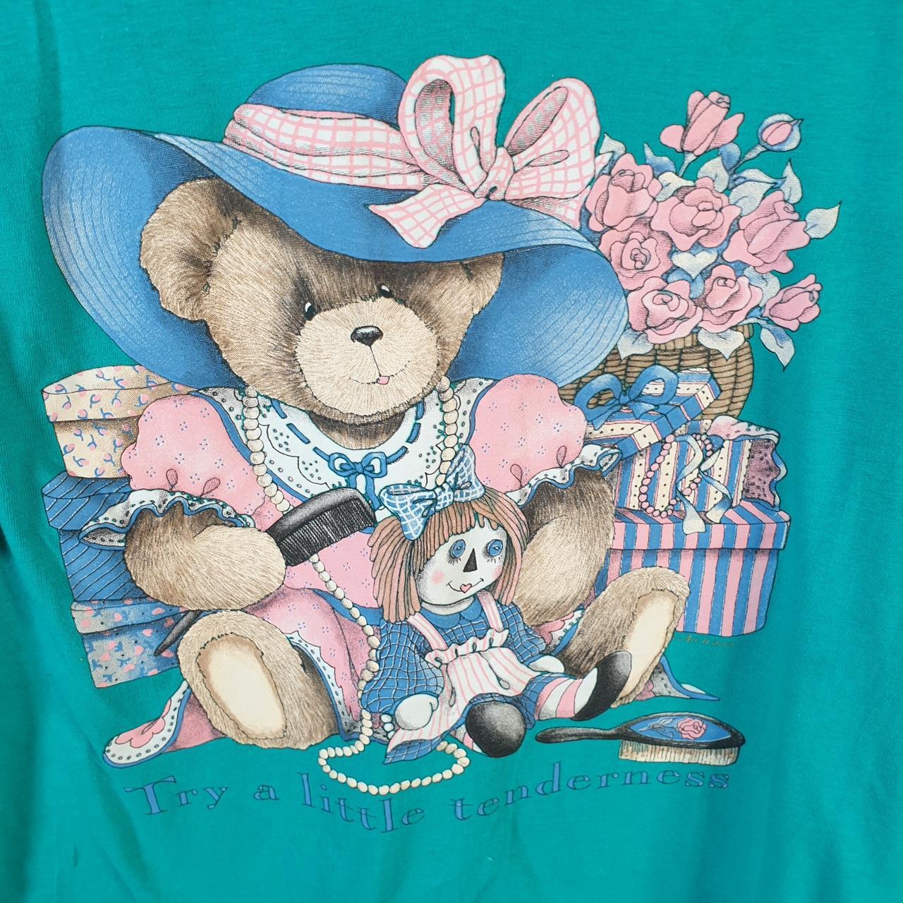 Vintage Hanes Teddy Bear Tenderness USA Single Stitch T Shirt Men’s Large Blue