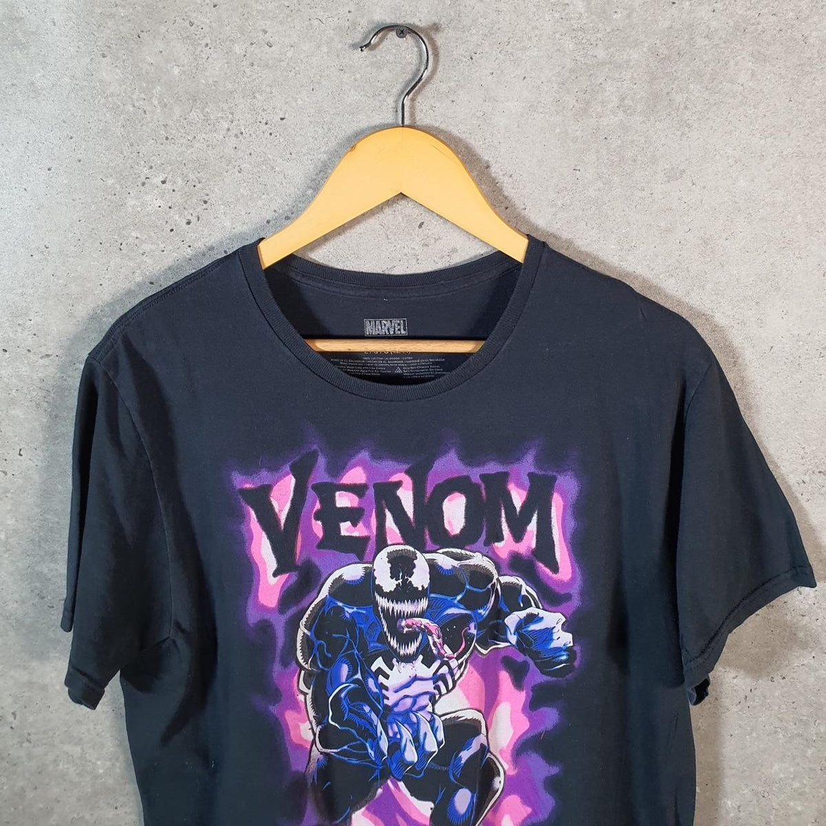 Vintage Marvel Venom T Shirt Shirt Men’s Large Black Logo Graphic Spellout C9589