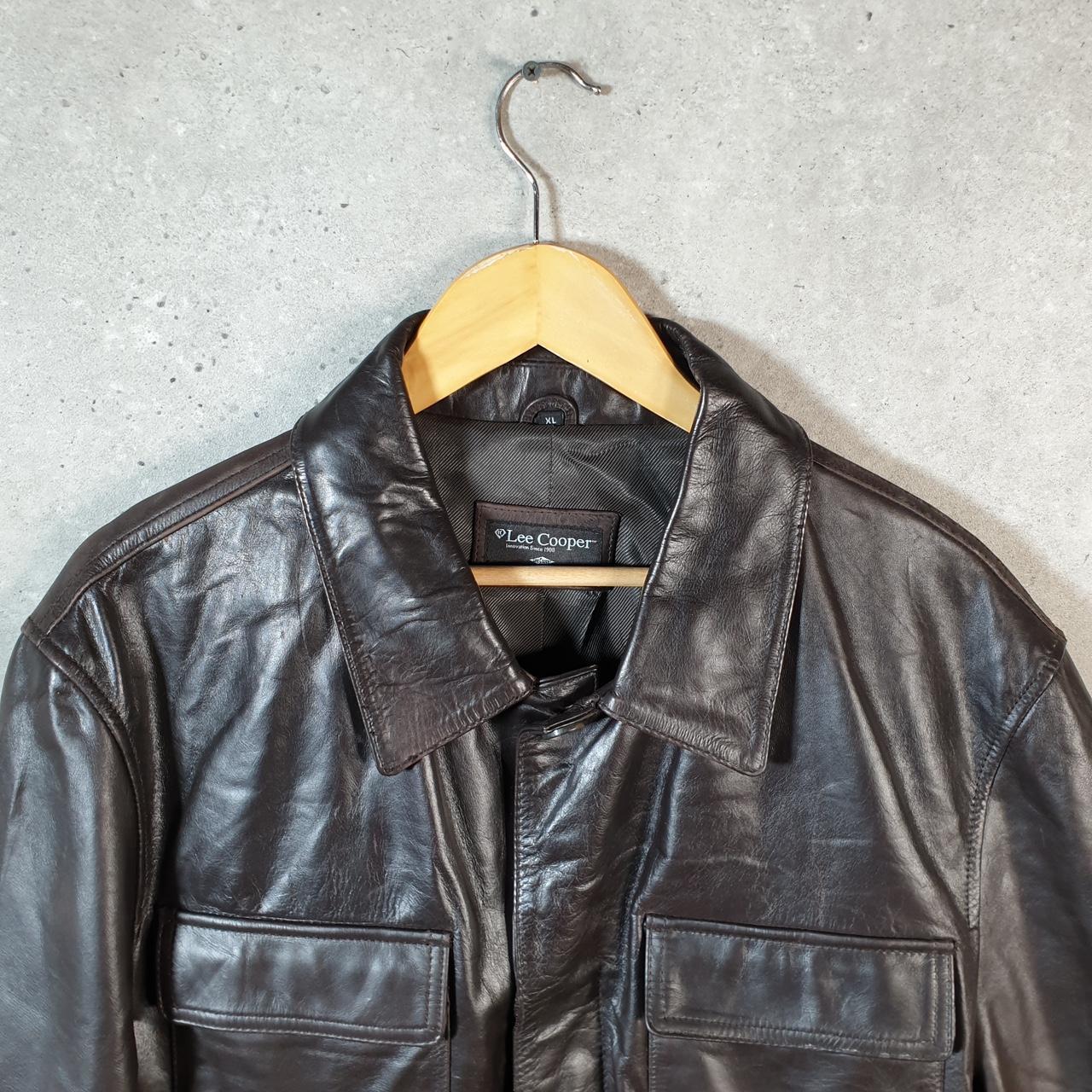 Vintage Lee Cooper Genuine Leather Jacket Pockets Biker Mens XL Black