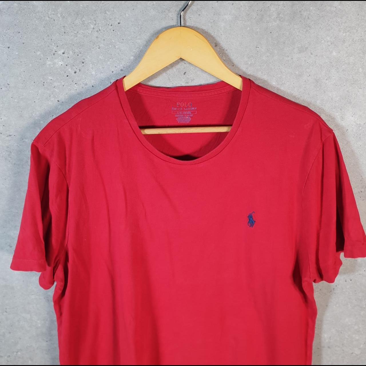 Vintage Ralph Lauren Polo T Shirt Men’s Large Red Embroidered Custom Slim Fit Pony C9149