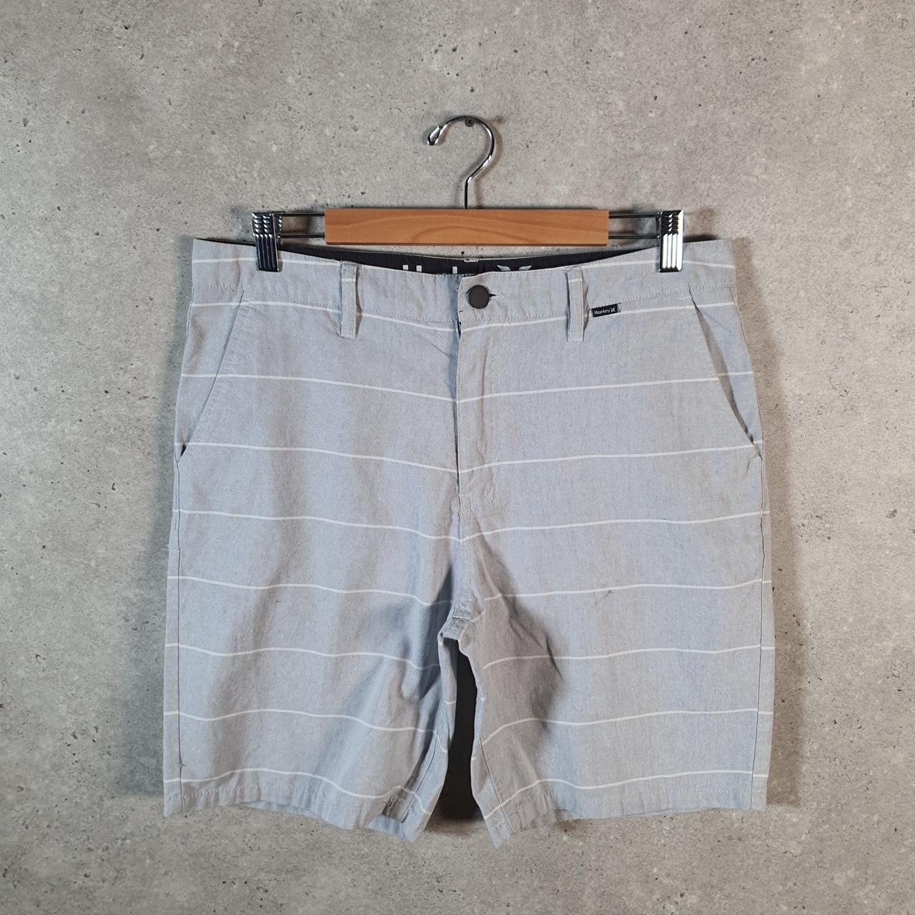 Vintage Hurley Chino Shorts Jorts Cargo Men’s W32 Grey Striped Baggy Cotton A4325