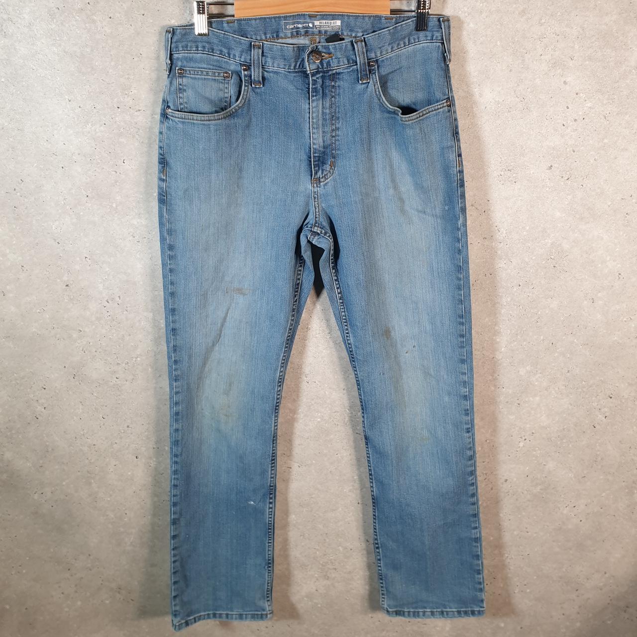 Vintage Carhartt Workwear Carpenter Jeans Mens W34 L32 Blue Denim Relaxed Fit USA