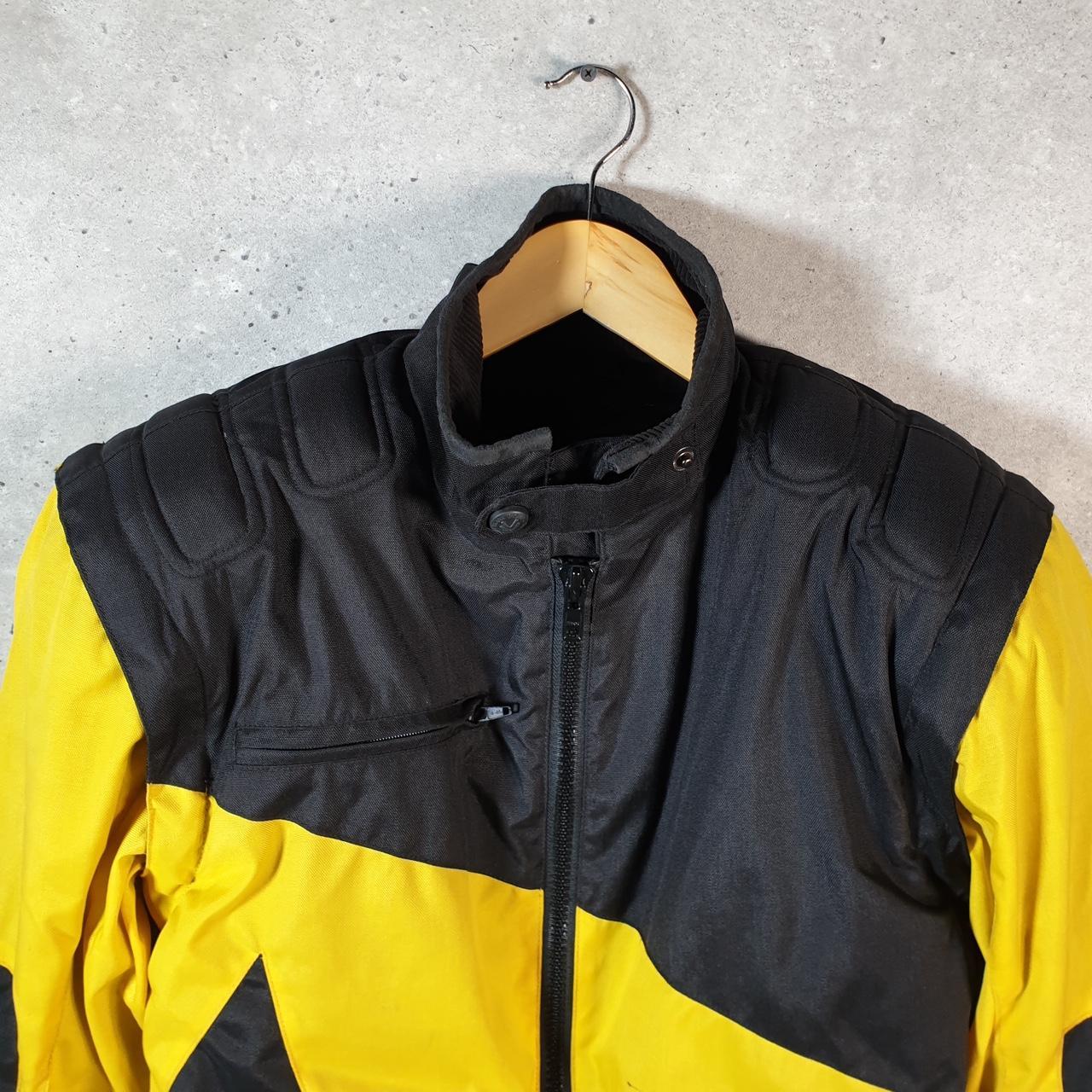 Vintage Frank Thomas Motorcycle Jacket Mens Small Yellow Armoured Padded Shoulder Elbows