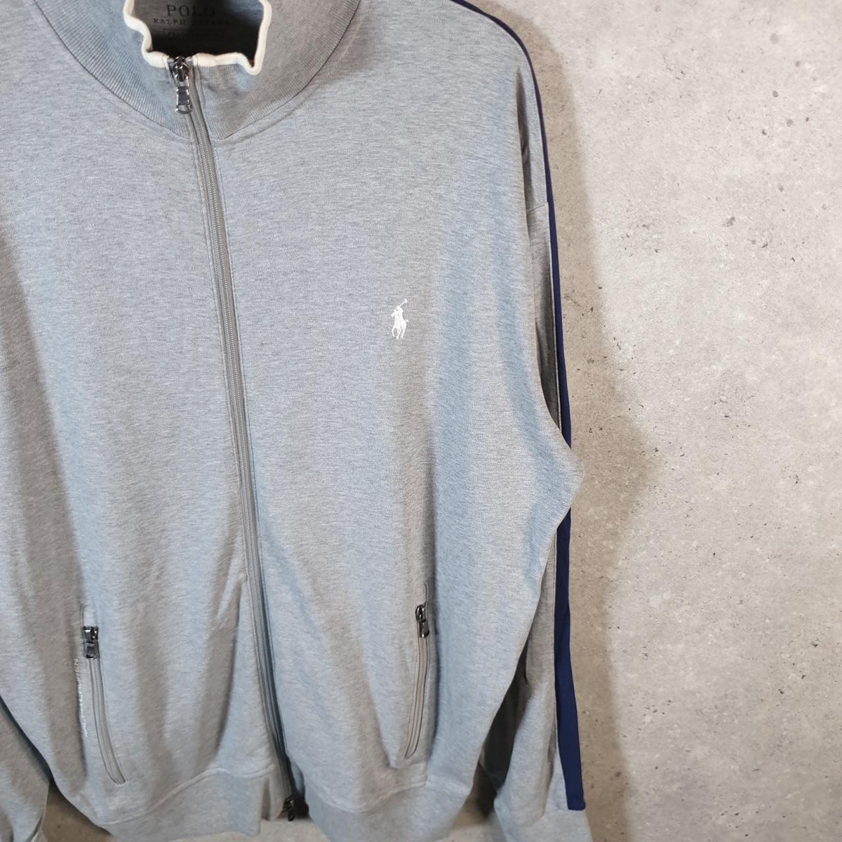 Vintage Ralph Lauren Polo Sweatshirt Men’s Large Grey Cotton Full Zip Pony