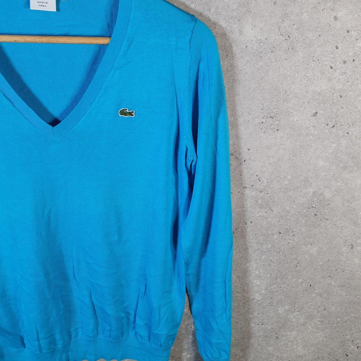 Vintage Lacoste Sweatshirt Men’s XS Blue Pullover Logo Y2K Jumper Logo
