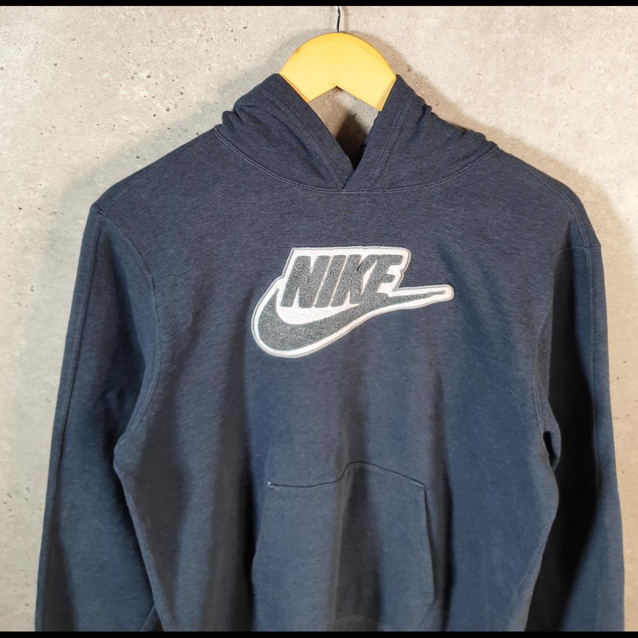 Vintage Nike Club Embroidered Hoodie Womens Large Navy Blue Swoosh Y2K Pullover
