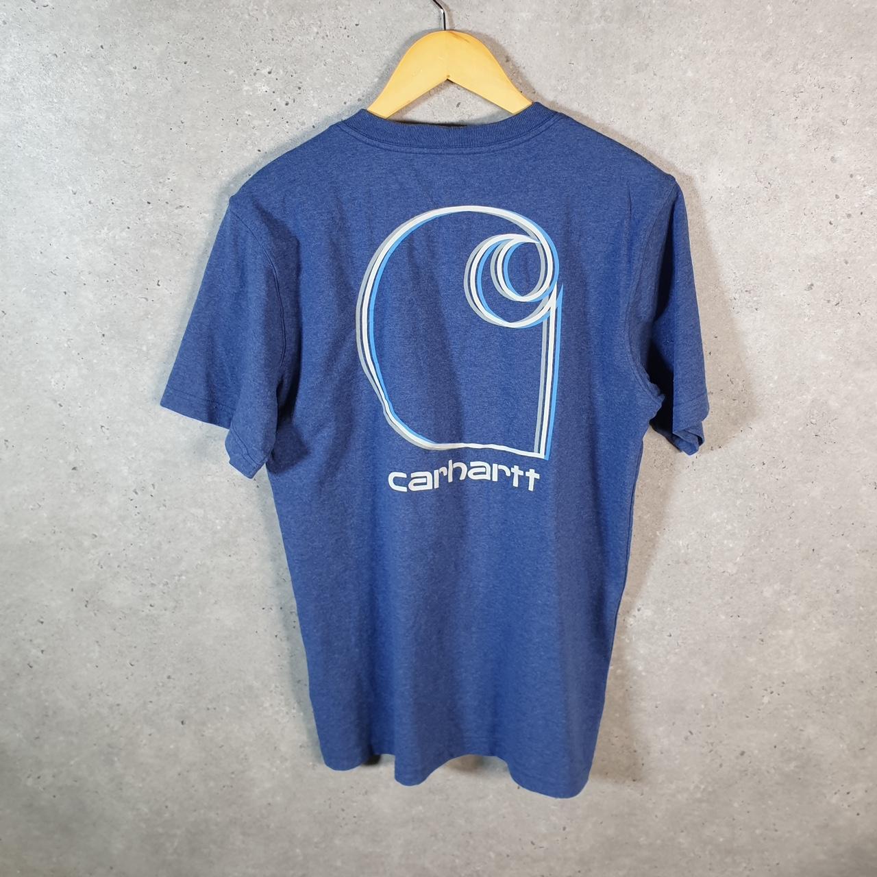 Vintage Carhartt Pocket T Shirt Men’s Small Blue Workwear Chore Utility Relaxed Fit C9340