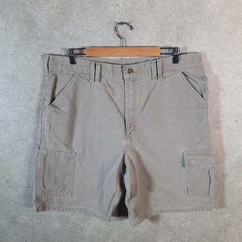 Vintage Carhartt Baggy Carpenter Shorts Jorts Cargo Men’s W38 Grey Relaxed Fit Workwear Big Fish Vintage