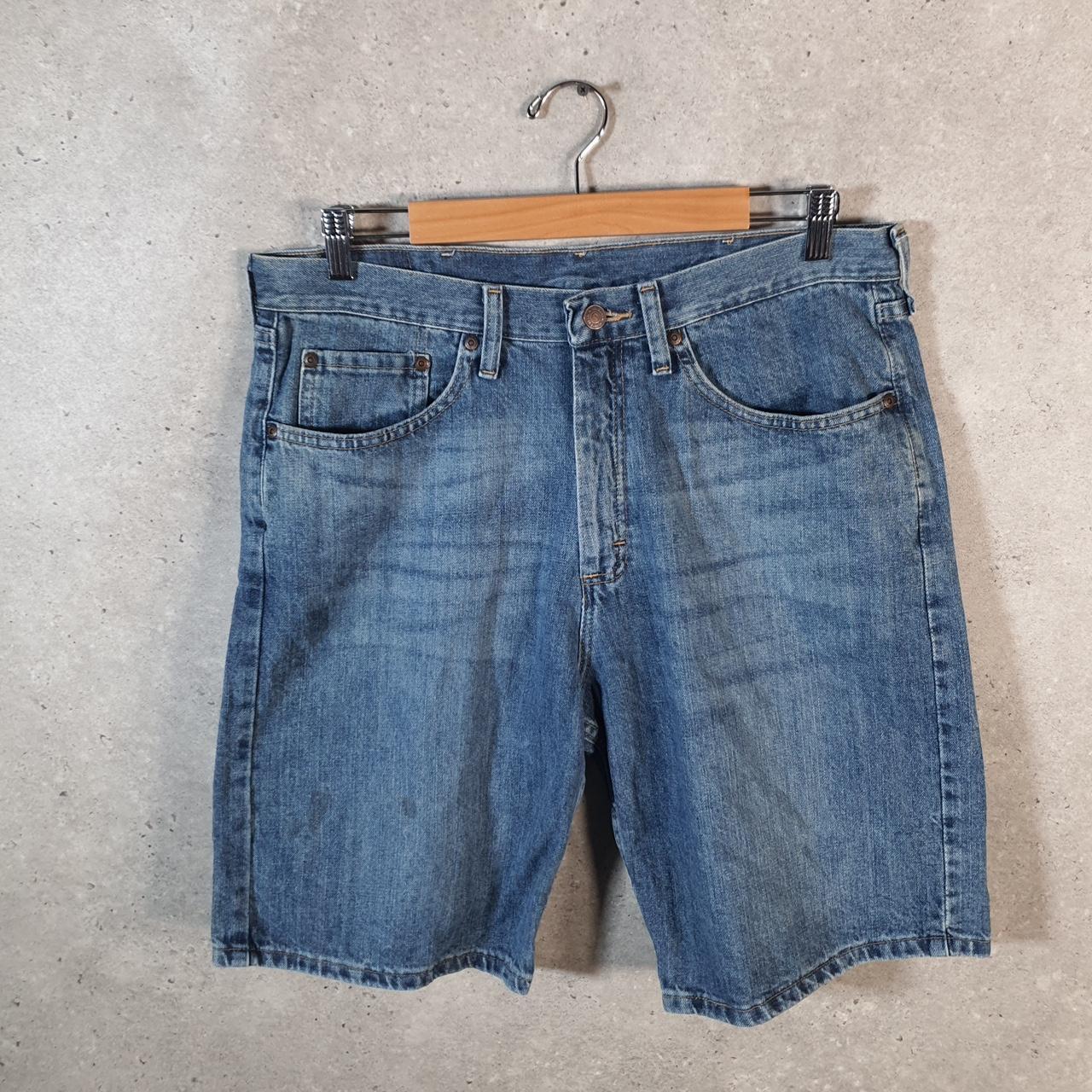 Vintage Wrangler Denim Shorts Jorts Cargo Men’s W34 Blue Baggy Cotton